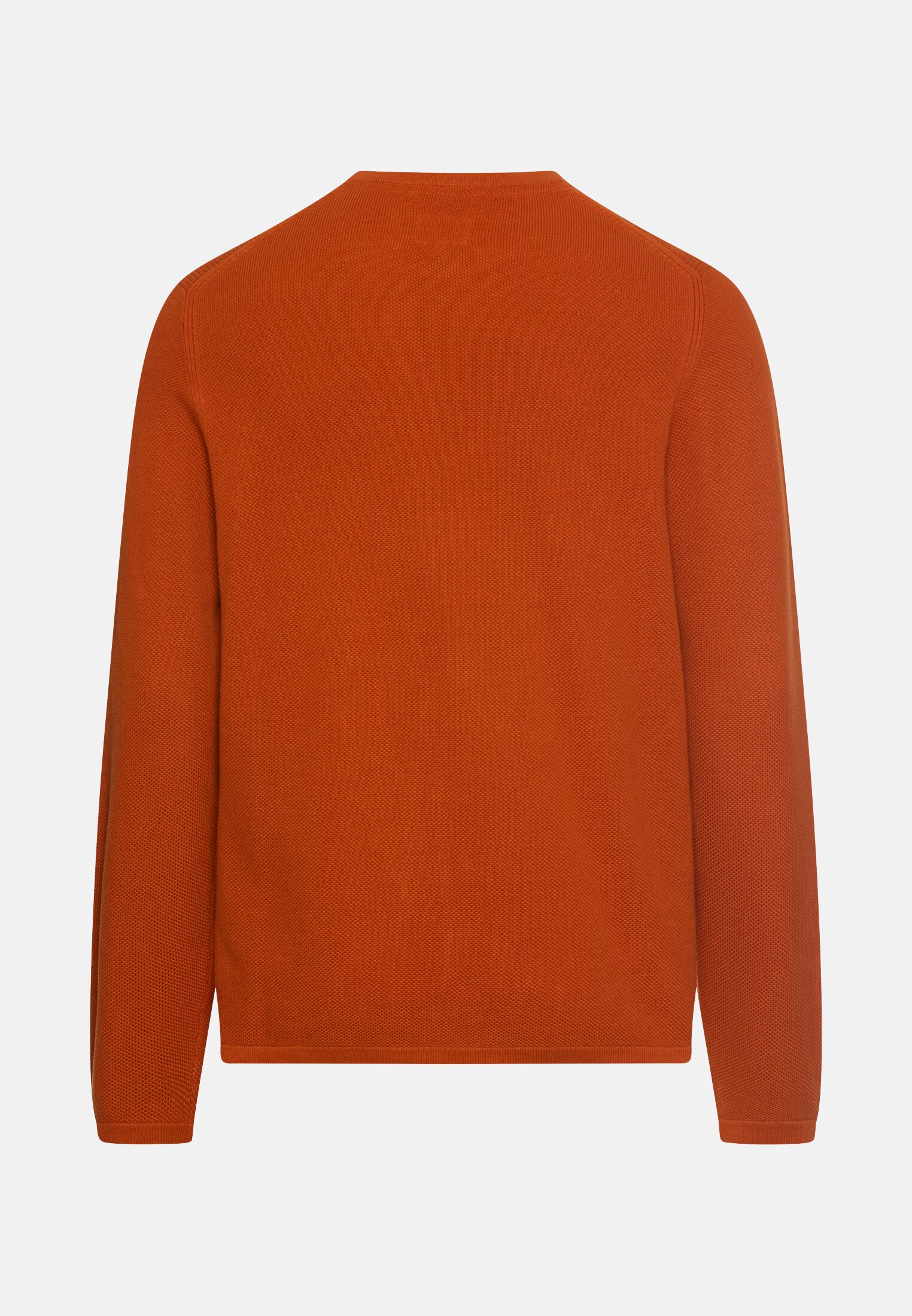 Herren Baumwollpullover mit strukturiertem Oberflächendesign Zimt frontal hinten