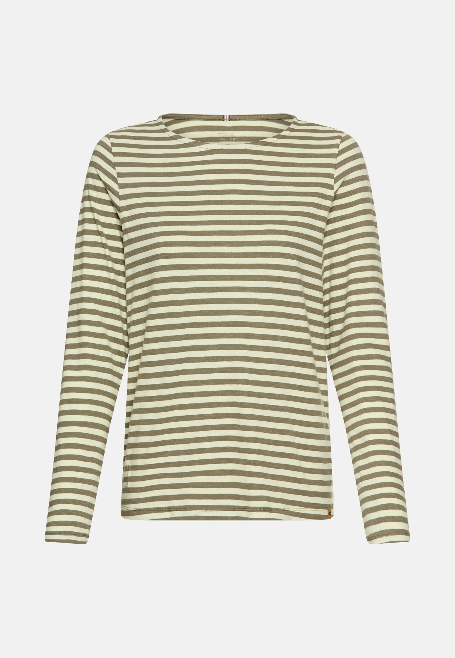 Damen Langarmshirt aus reiner Baumwolle Graugrün frontal vorn