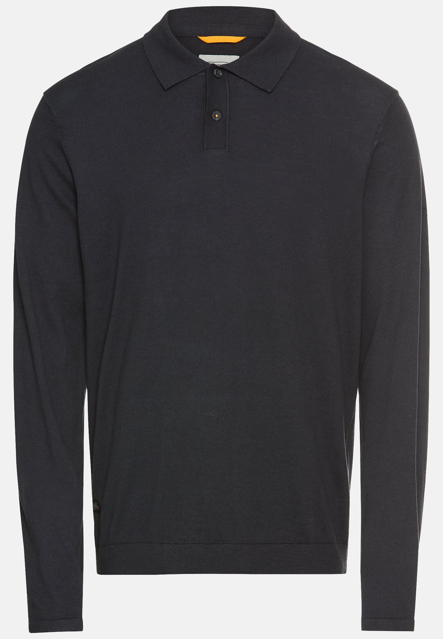 Herren Leichtes Langarm Polo aus reiner Baumwolle Navyblau frontal vorn