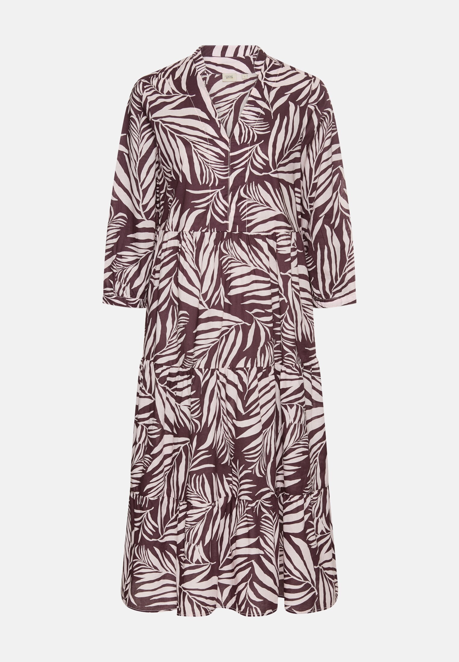 camelactive_Kleid_AOP_391280-5S52-96_0G Women Midi summer dress with all-over print Dark Red frontal front