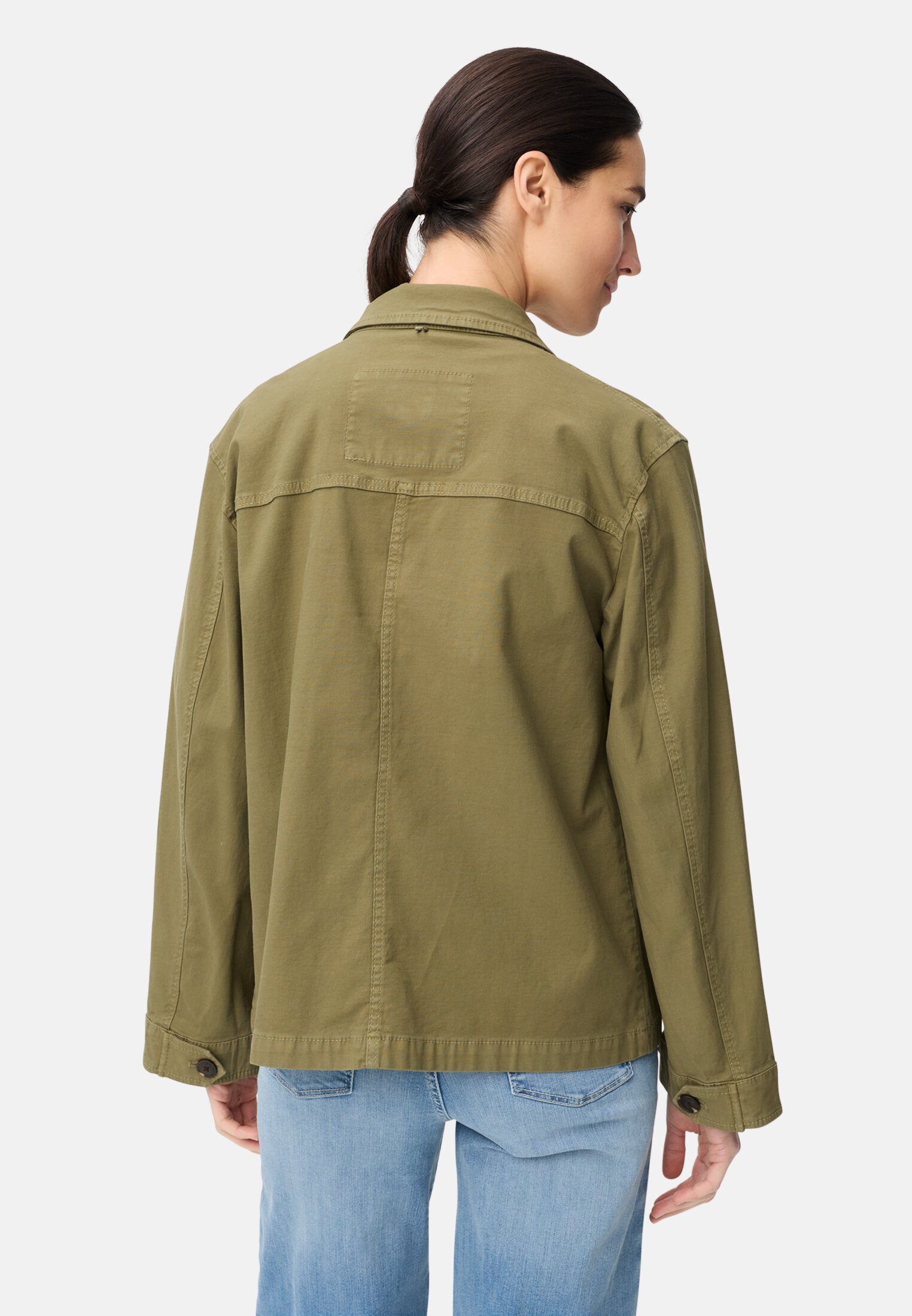Women Blazer made of a cotton blend Olive worn back