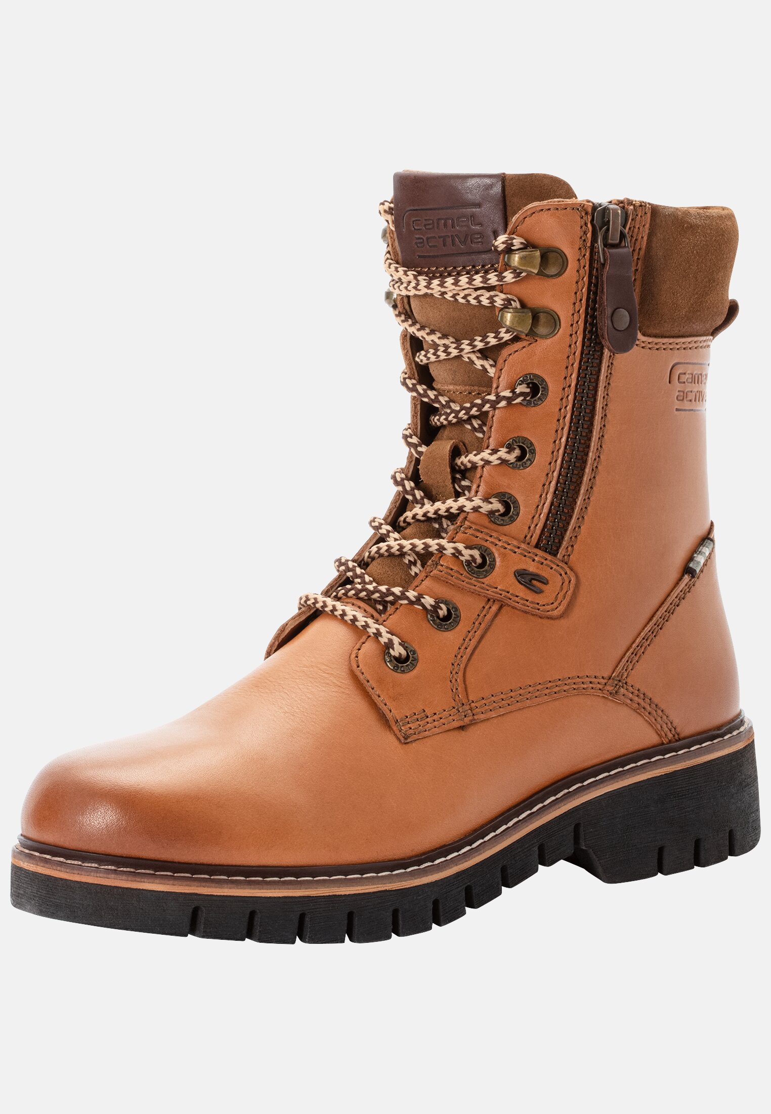 Women ISA Boot made of genuine leather Cognac