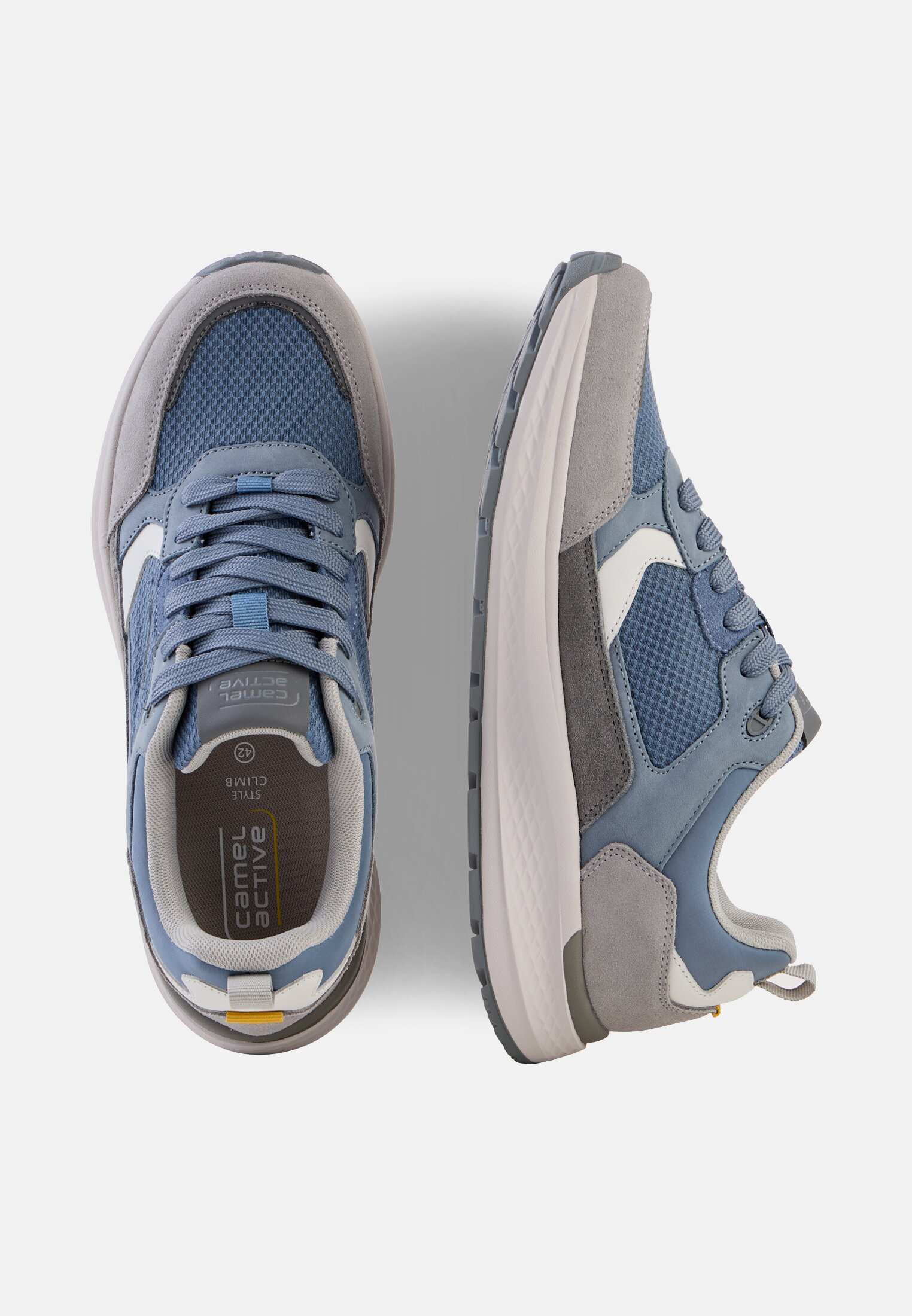 Men Casual sneaker in leather textile mix Light blue frontal top