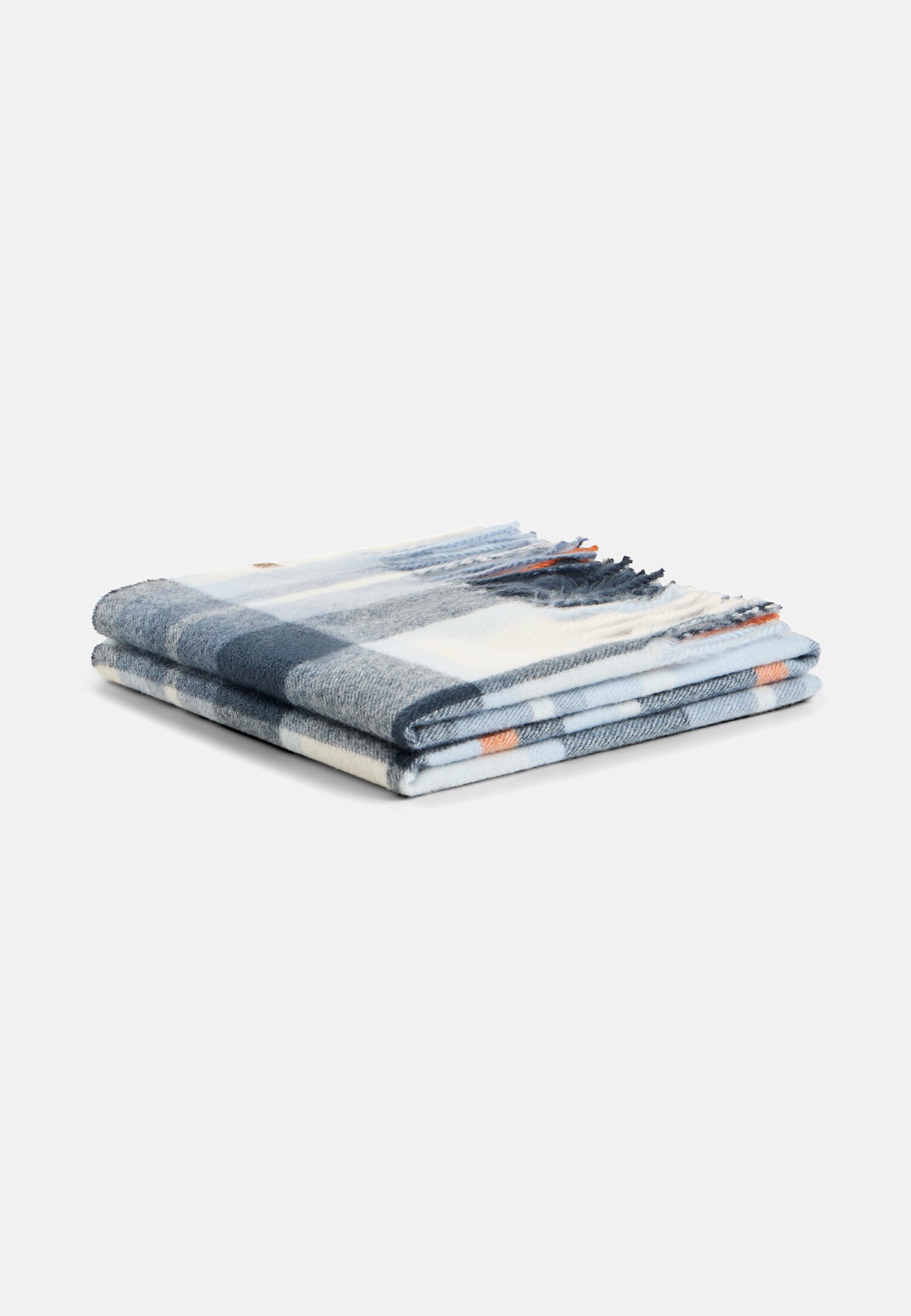 Damen Gewebter Schal mit Karomuster Orange-Blau frontal oben