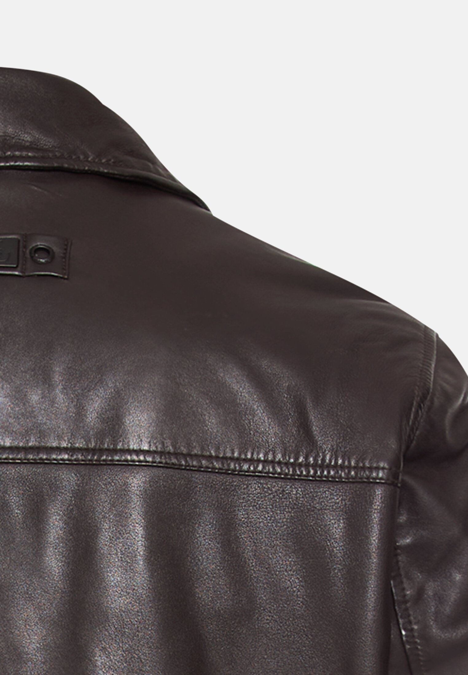 Herren Lederjacke mit Steppfutter Dunkelbraun hinten nah