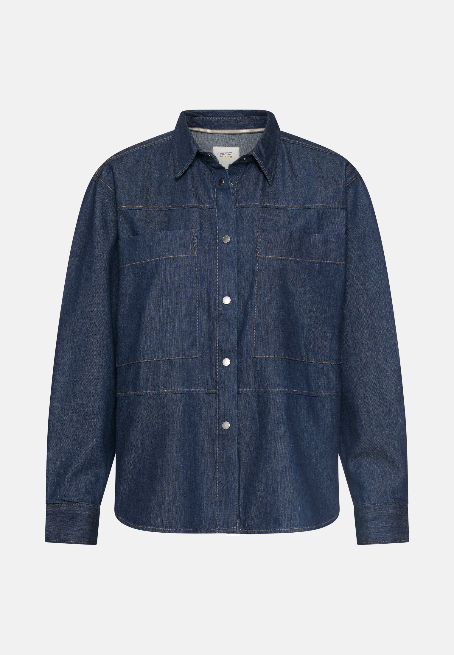 Women Denim blouse with chest pockets Indigo Blue frontal front