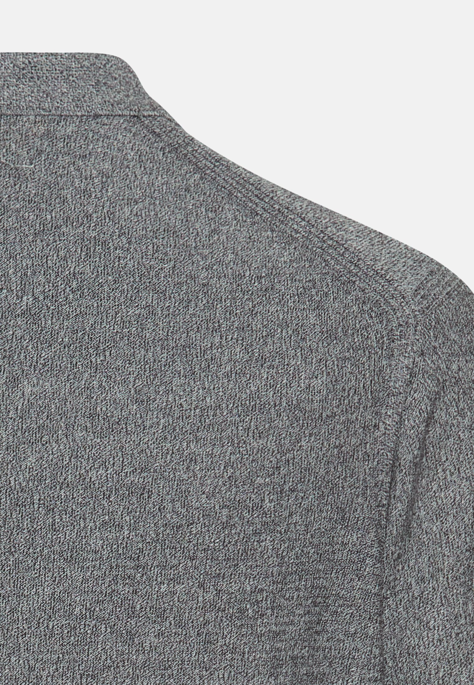 Herren Meliertes Kurzarm Poloshirt aus Baumwolle Dunkelblau hinten nah