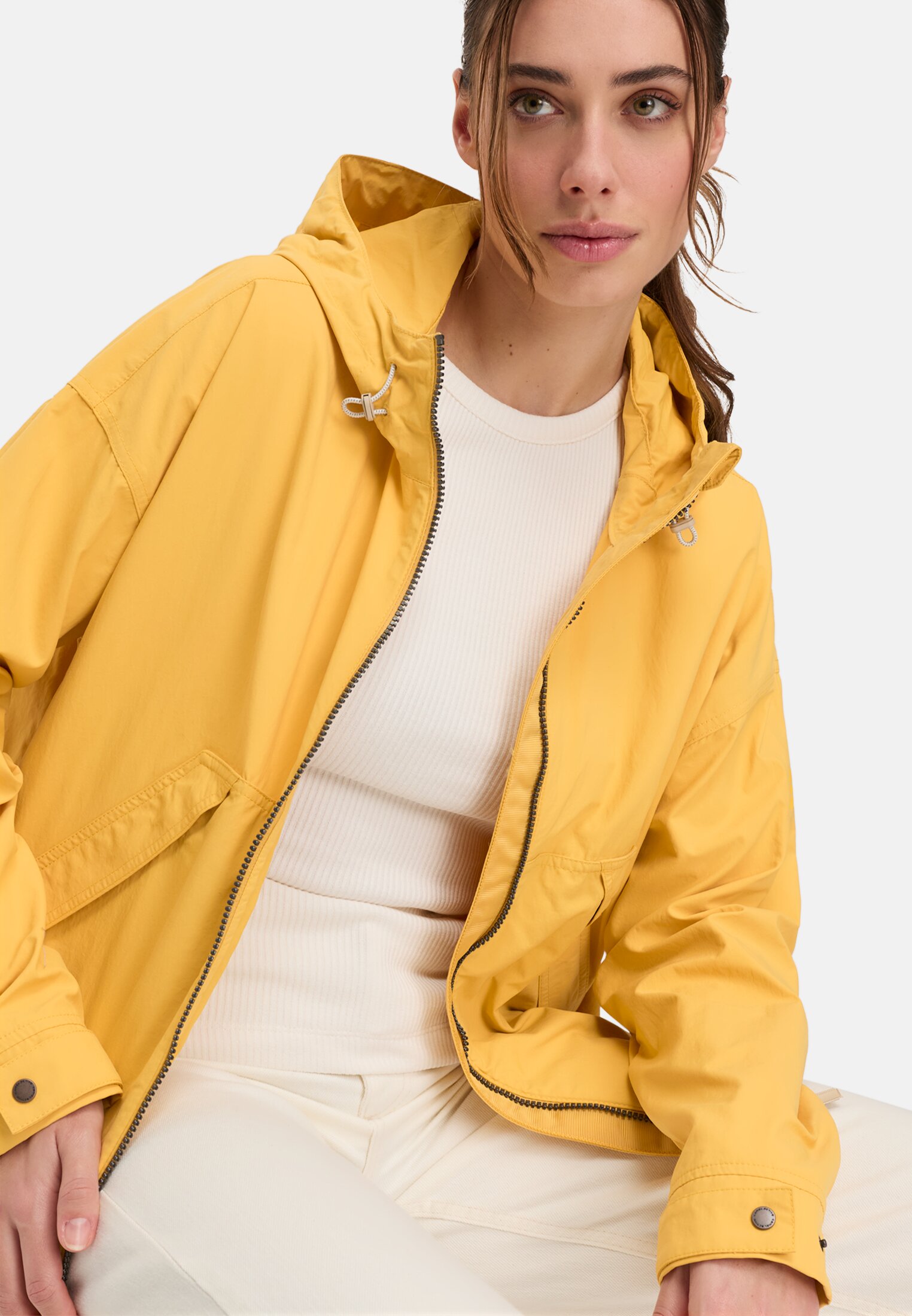 Women Blouson with 2-way zipper Yellow worn emotional