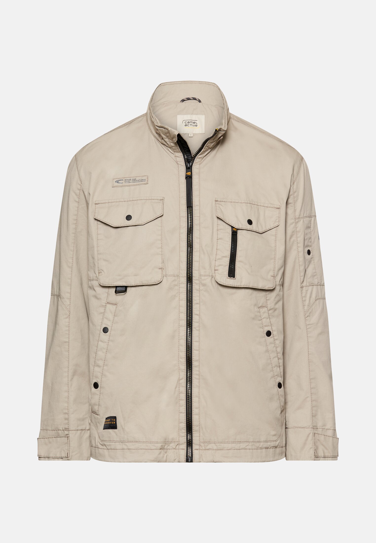 Heren Blouson met opstaande kraag Beige frontaal voor