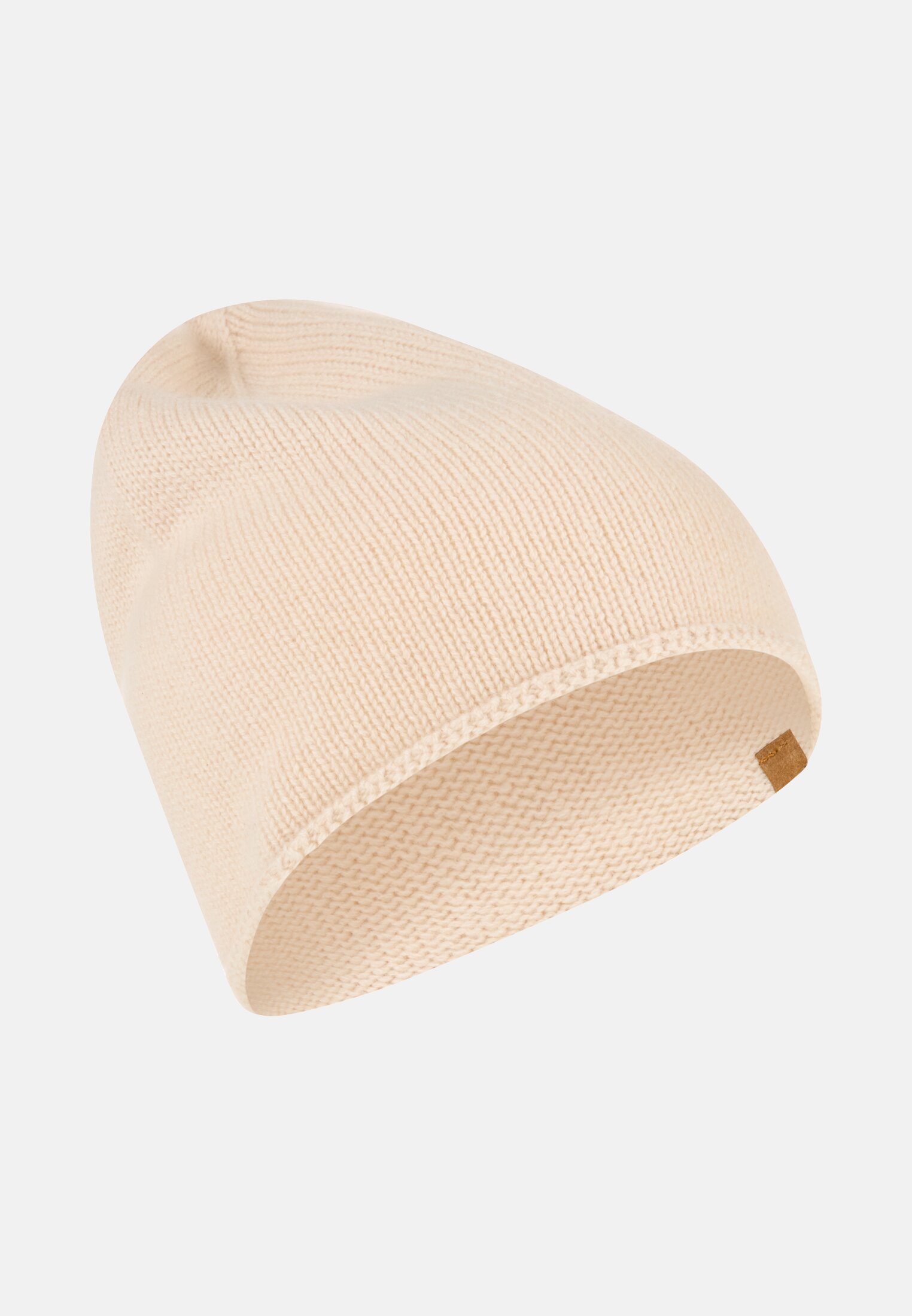 Damen Beanie aus reinem Kaschmir Beige frontal vorn