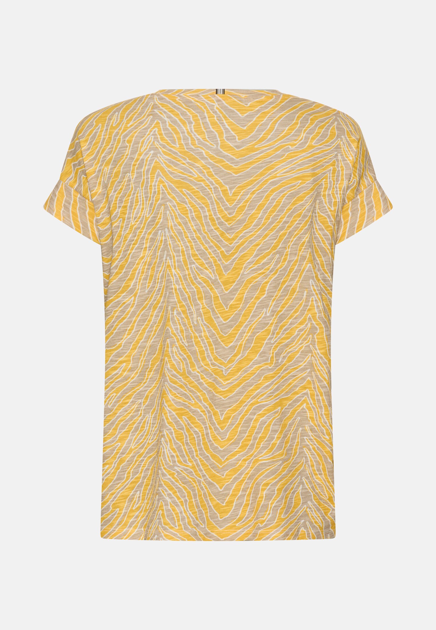 Women T-Shirt with crew neck Yellow AOP frontal back