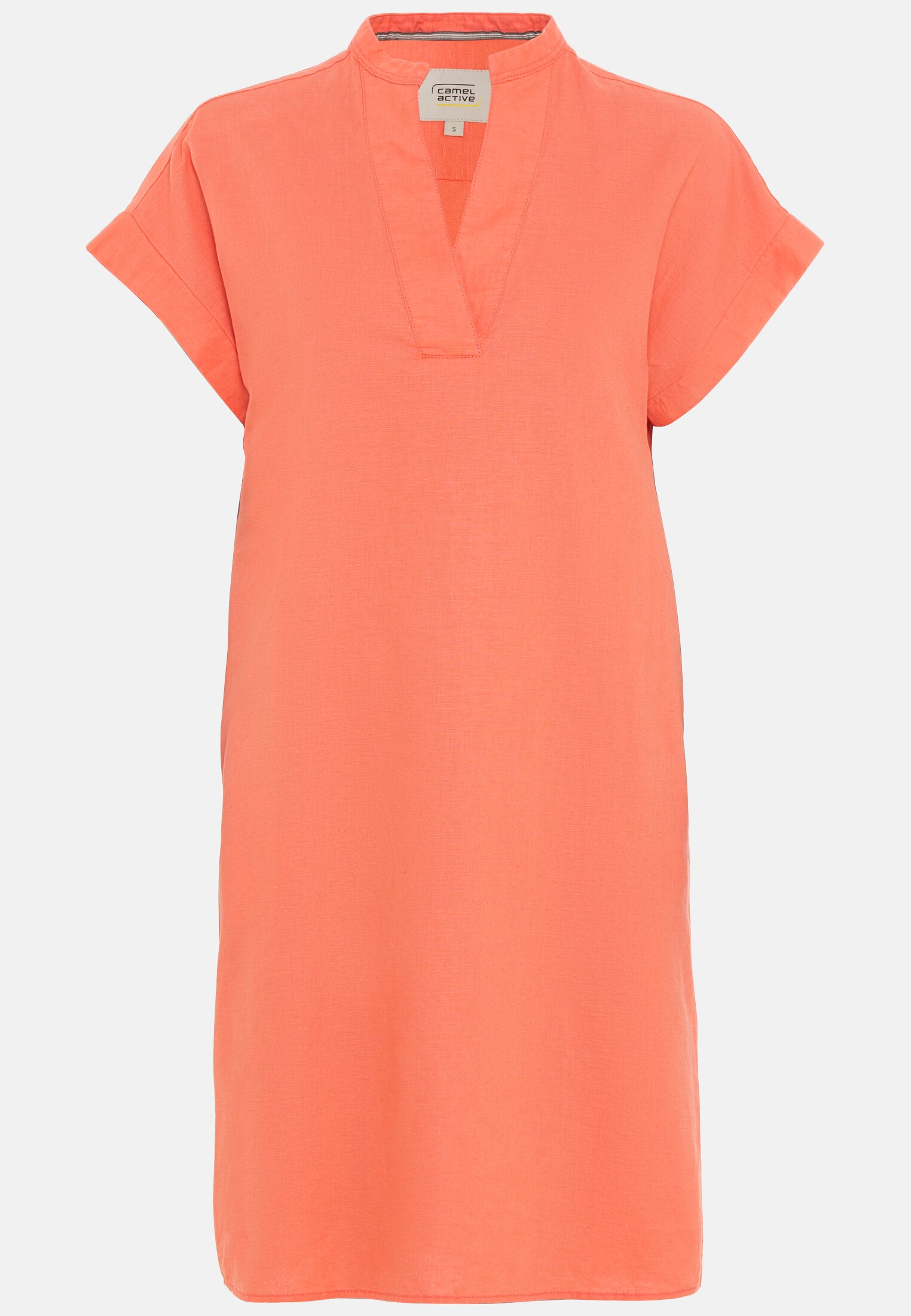 MI_391130-1S76-53_0G-00 Women Slip-on Dress from a linen-cotton mix Coral frontal front