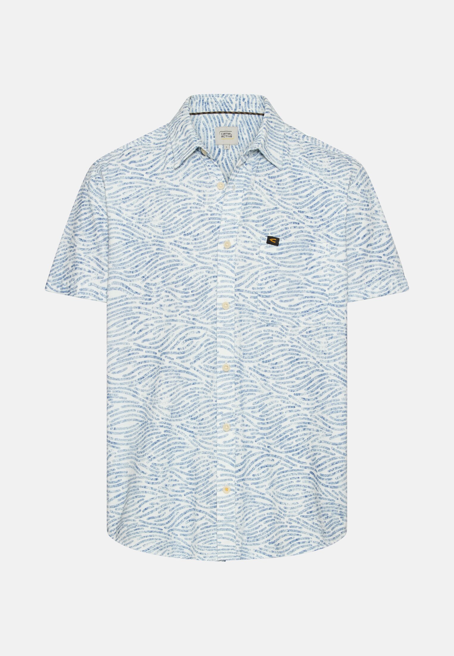 Herren Kurzarmhemd mit Allover-Print Indigoblau frontal vorn