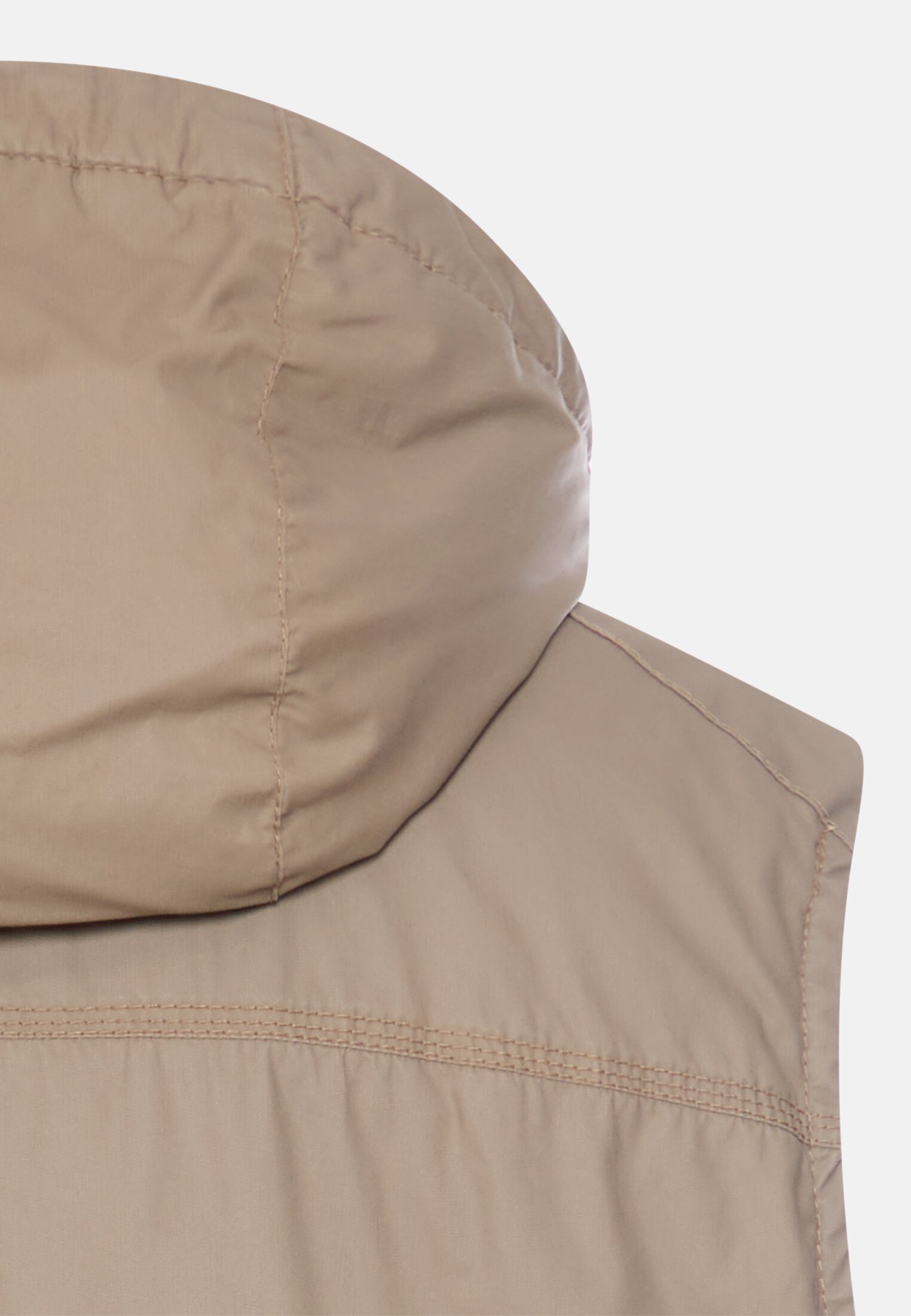 Heren Gewatteerd gilet met afneembare capuchon Beige achter dichtbij