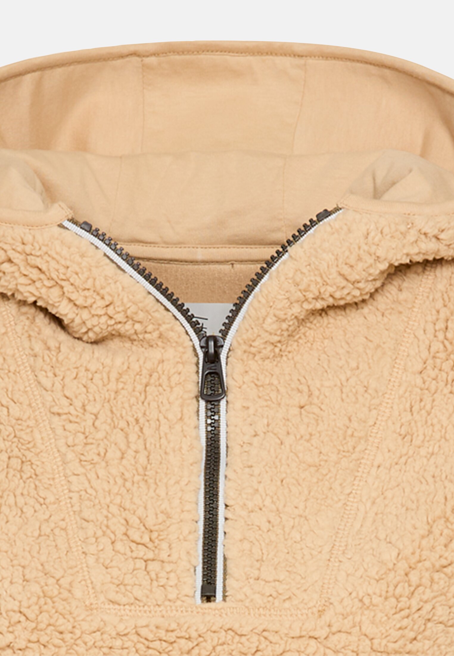 Damen Sweatshirt mit Kapuze Karamell vorne nah