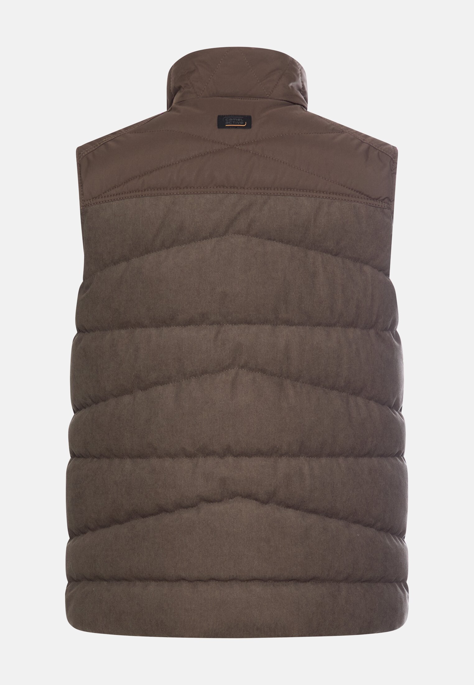Men Lined corduroy vest with interior pockets Dark Brown frontal back