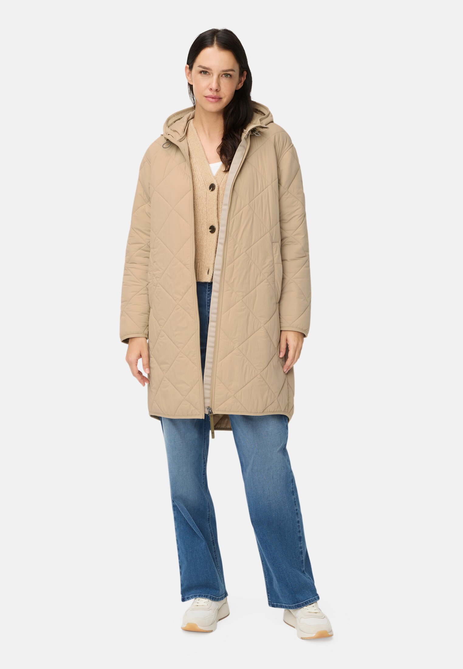 Women Water-repellent parka with two-way zip Cashmere worn front full body