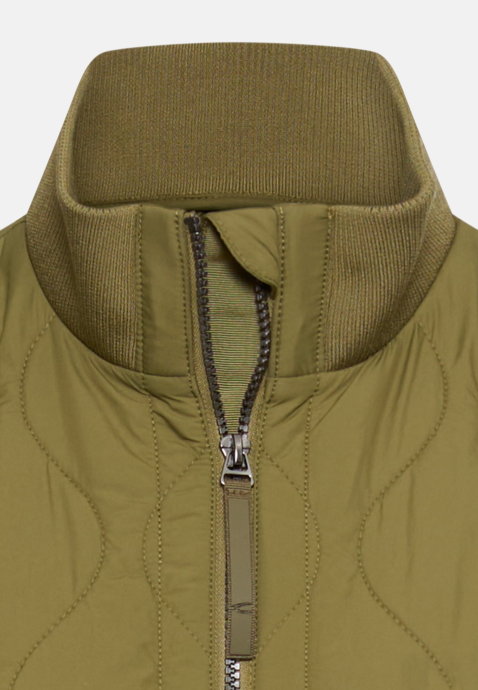 Damen Weste mit Stehkragen Oliv vorne nah
