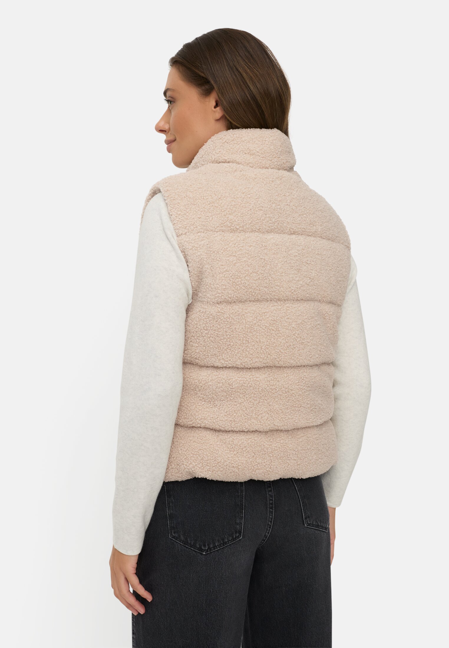 Vrouwen Teddybodywarmer met ritszakken Haver gedragen achter
