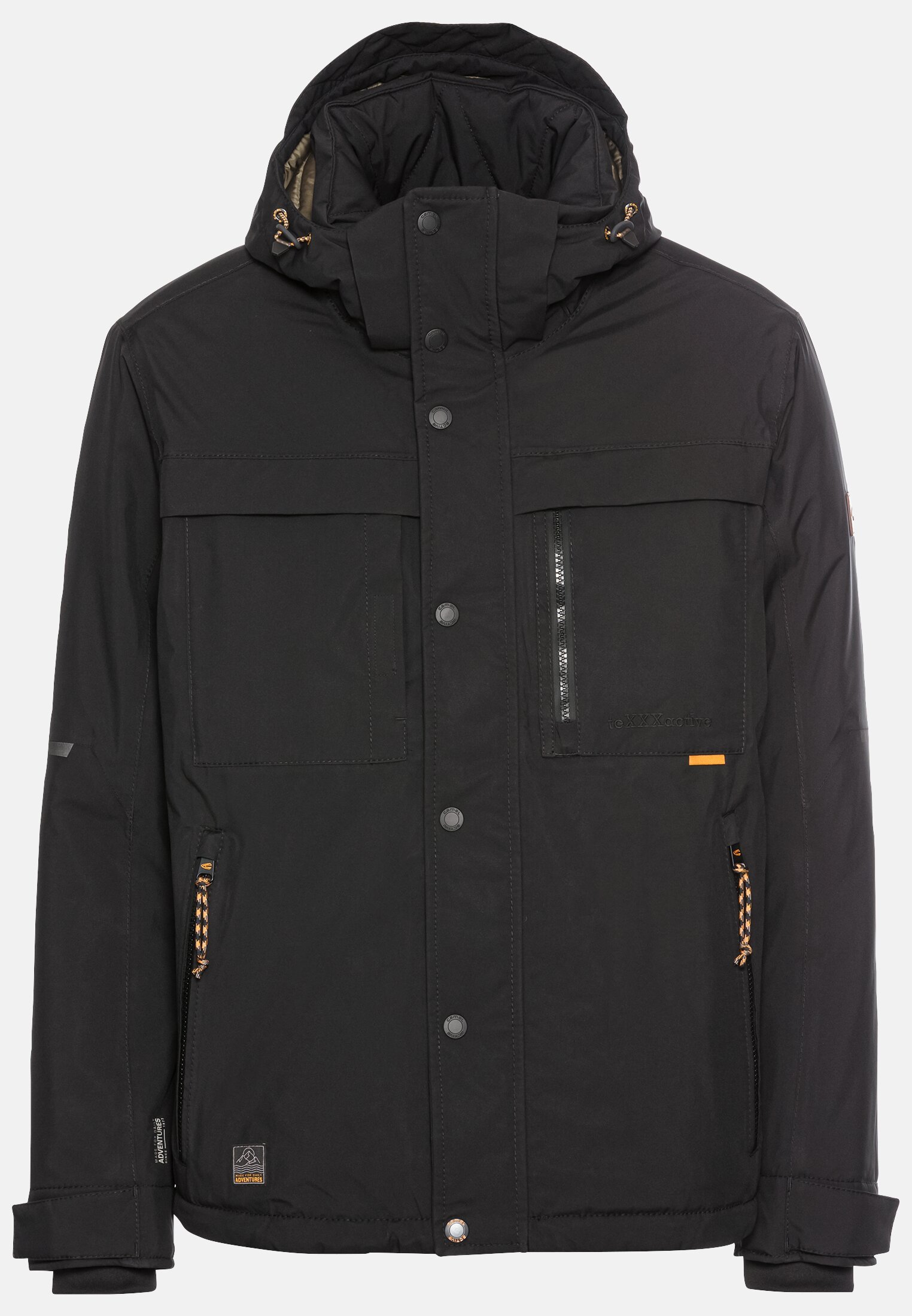 Herren teXXXactive® Funktionsjacke mit abnehmbarer Kapuze Schwarz frontal vorn