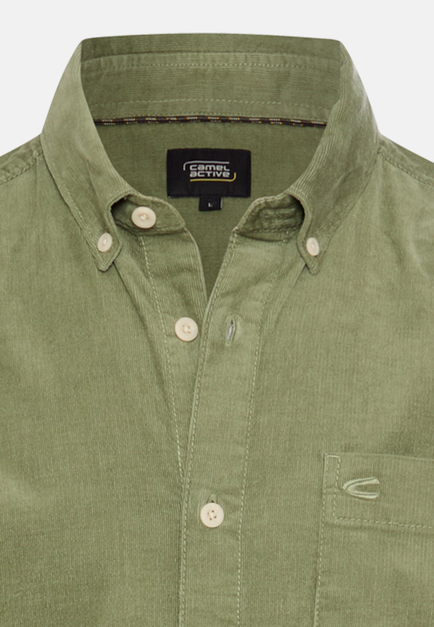 Men Corduroy shirt with 2-way stretch Chlorophyll front close