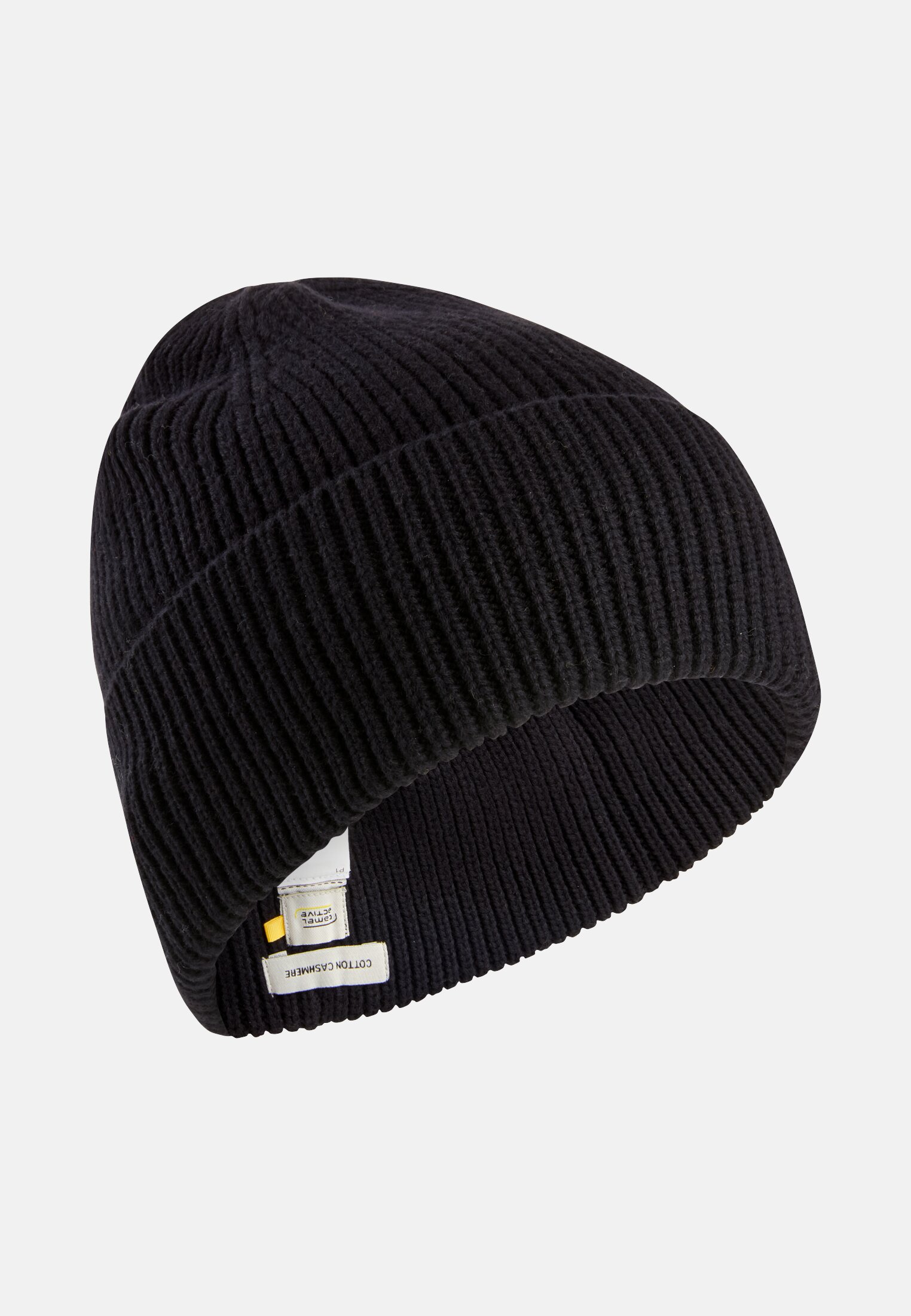 Men Beanie made from a cotton-cashmere blend Black frontal front