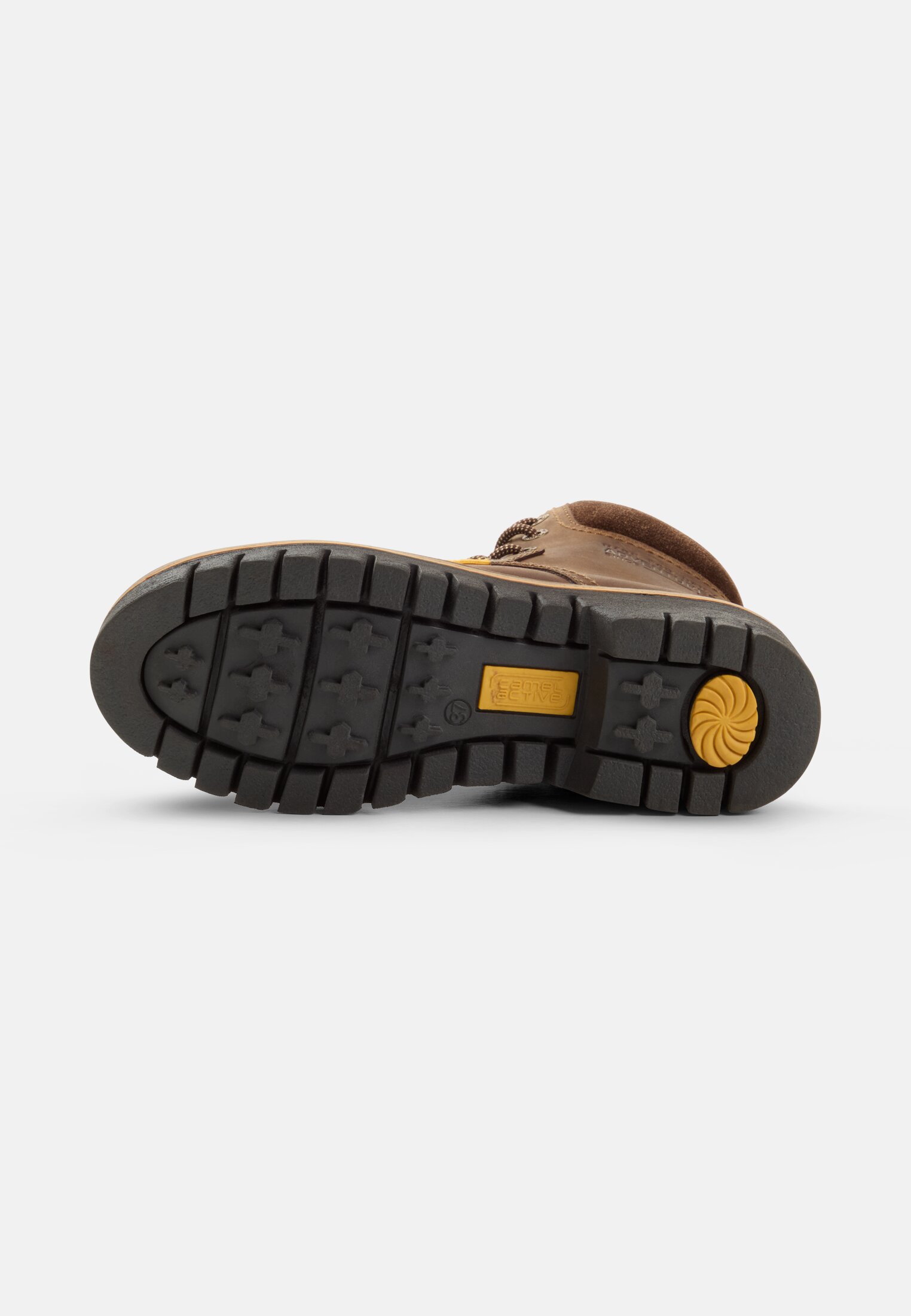 Damen Schnürstiefel mit Profilsohle Braun hinten nah