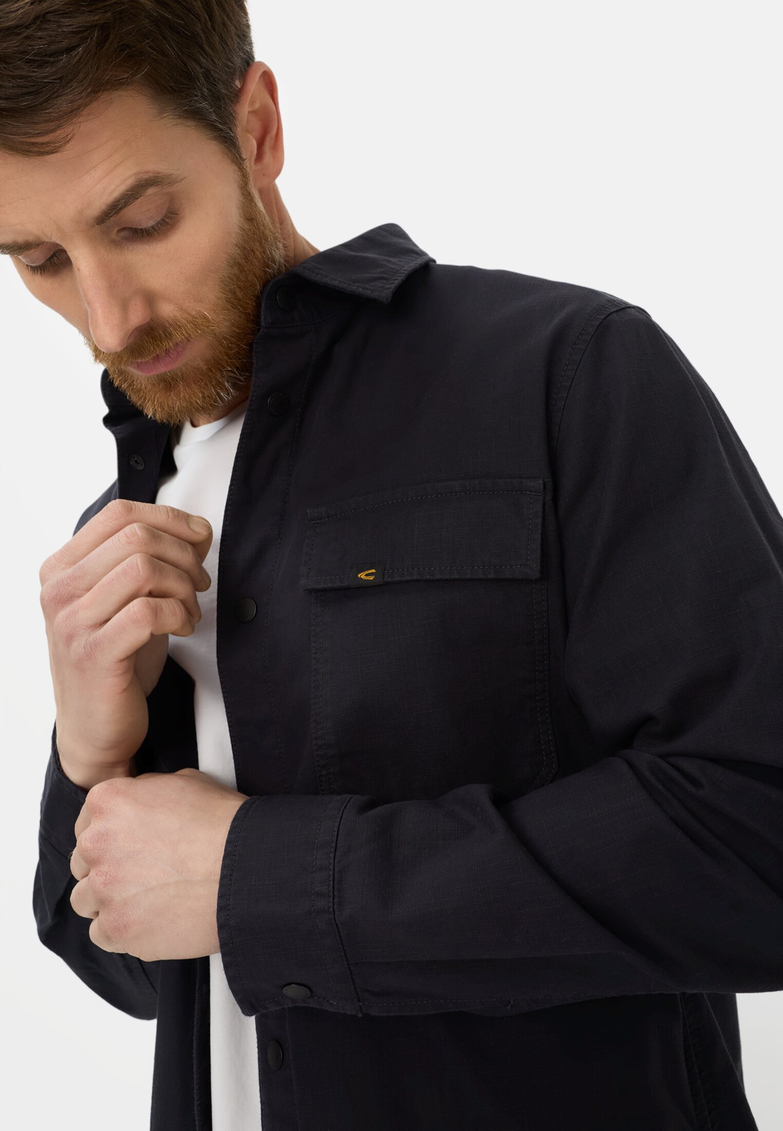 Men Overshirt with pockets Navy Blue worn emotional