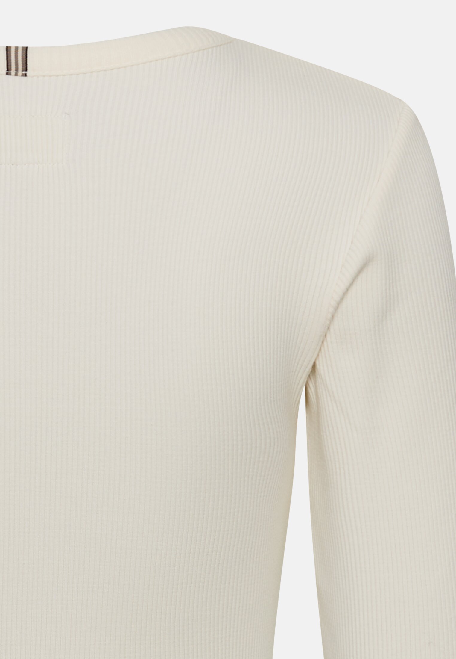 Damen Jerseyshirt mit Rundhalsausschnitt Milchweiß hinten nah