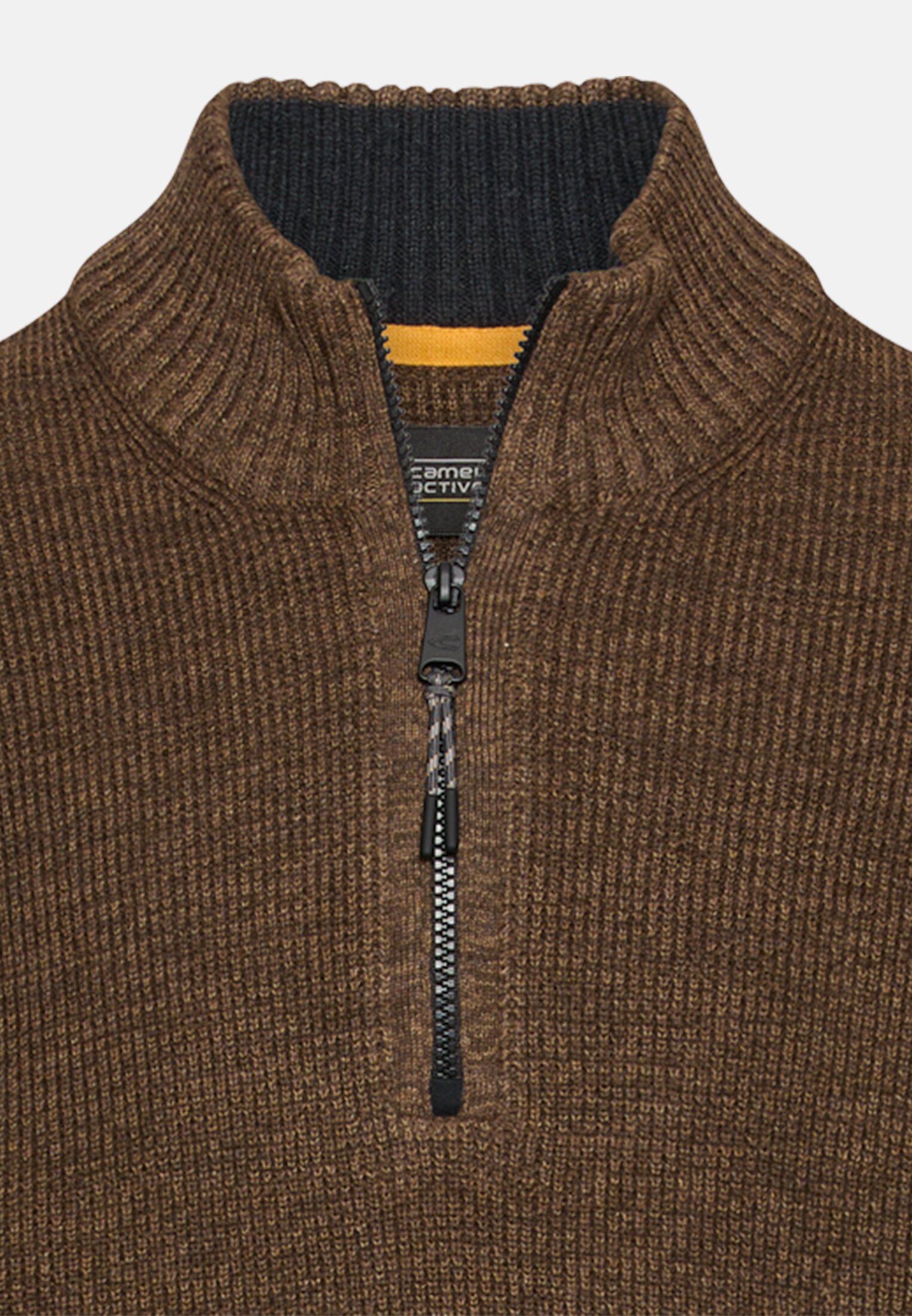 Men Knitted troyer in marled look Dark Brown front close