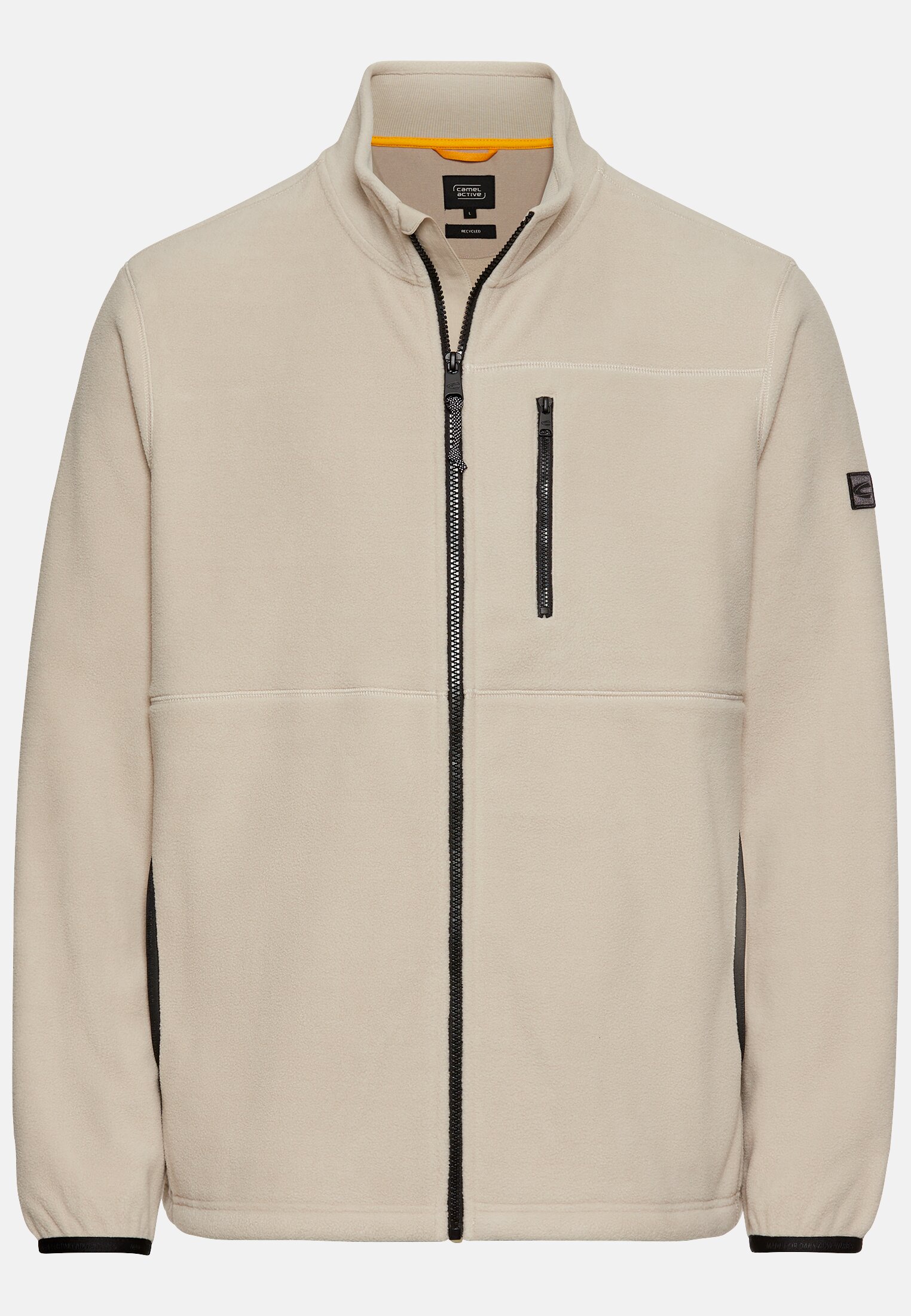 Men Fleece jacket with stand-up collar Beige