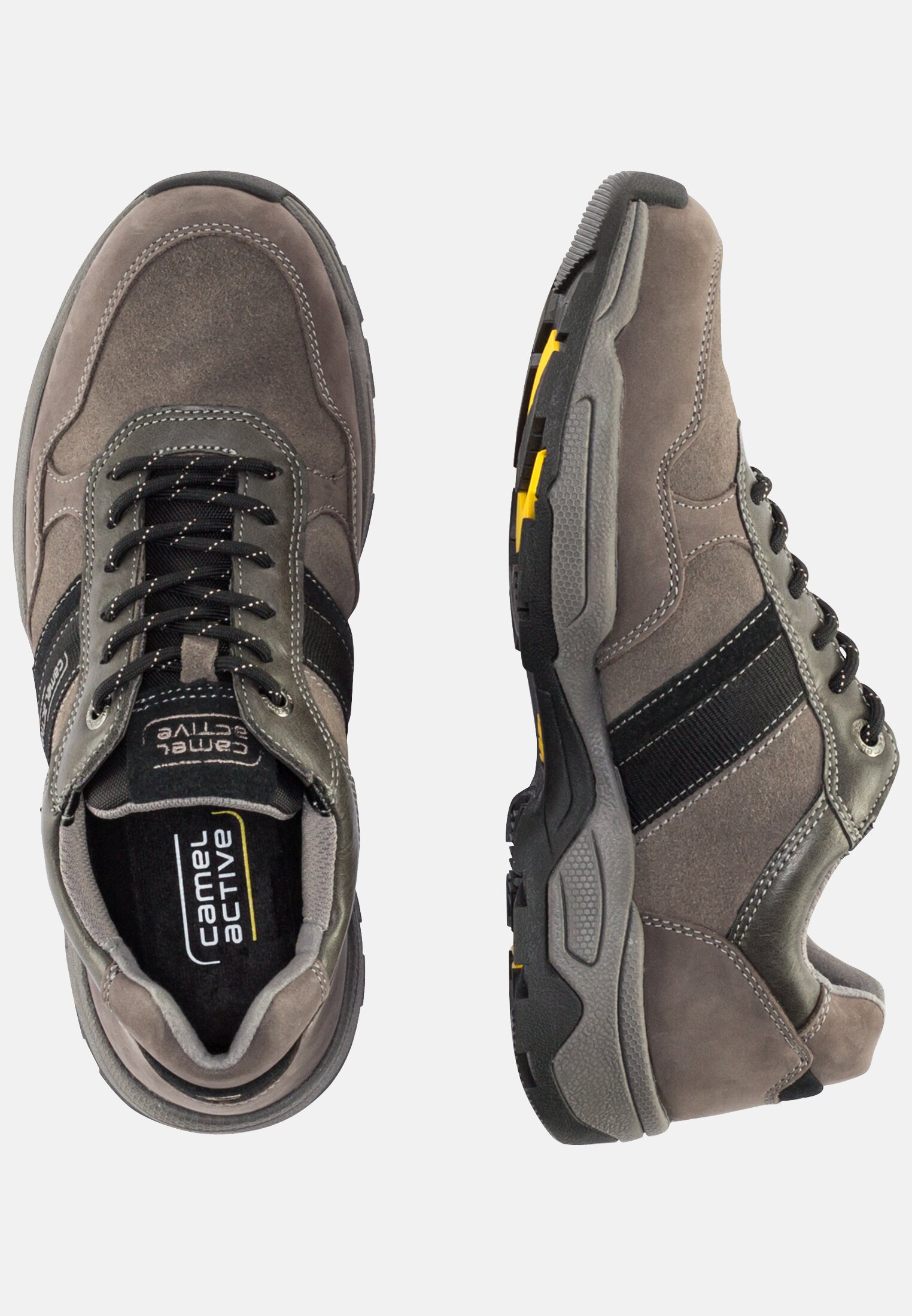 Herren Sneaker aus echtem Rindsleder Grau frontal oben