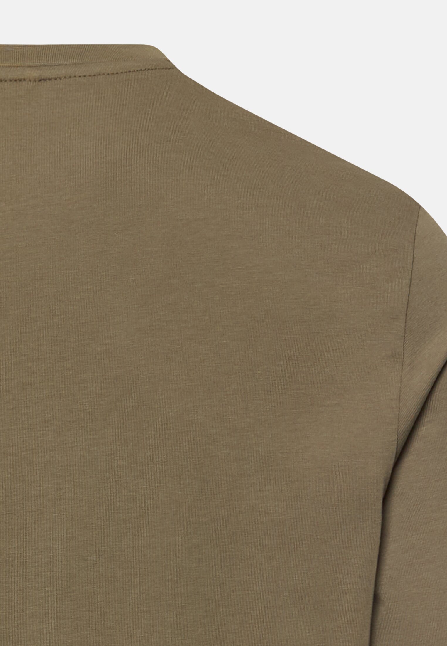 Men fleXXXactive® Long Sleeve Shirt with Crew Neck Olive Green close back
