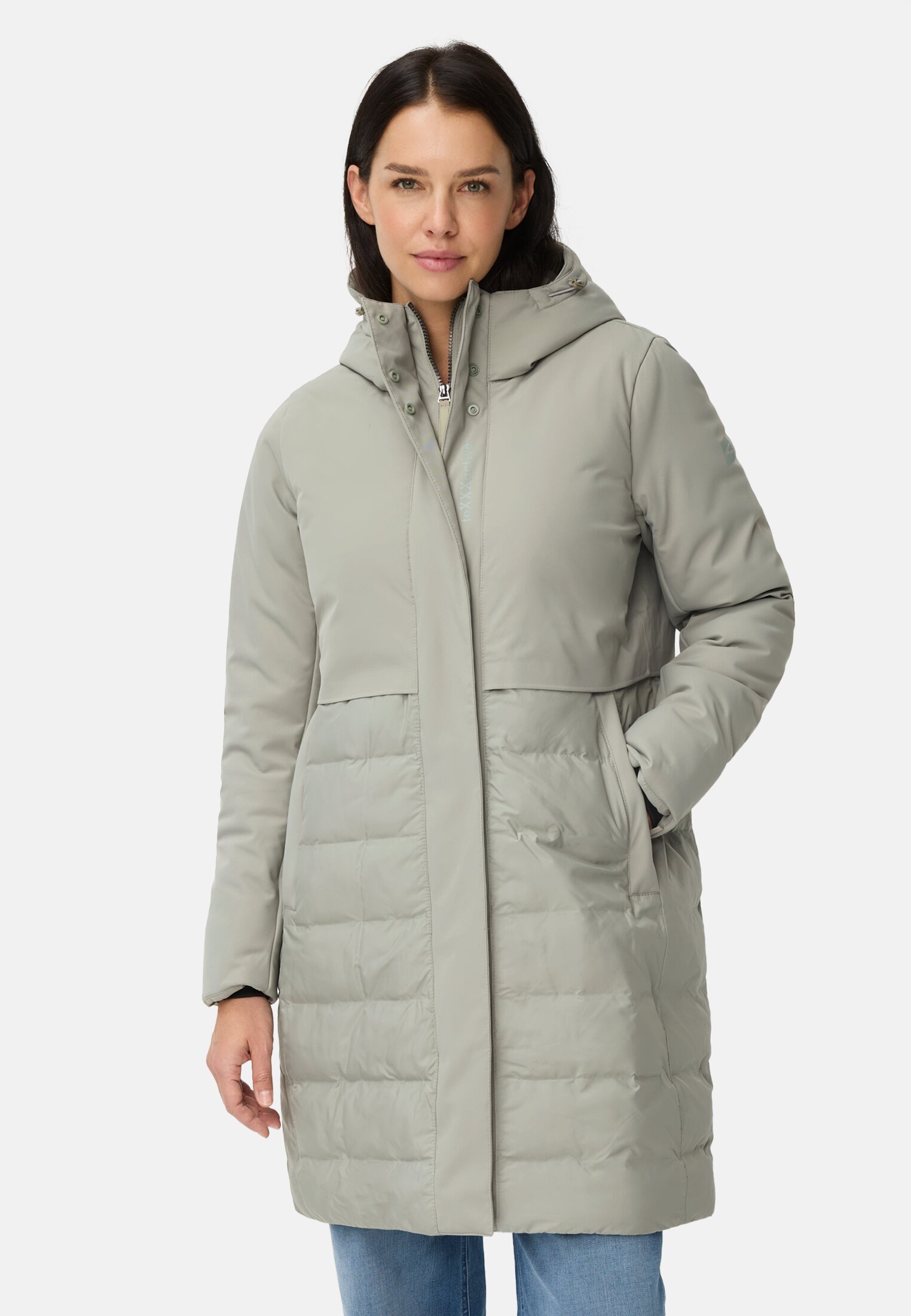 Damen teXXXactive®  Funktionsparka mit Kapuze Dunkelsalbei getragen vorn