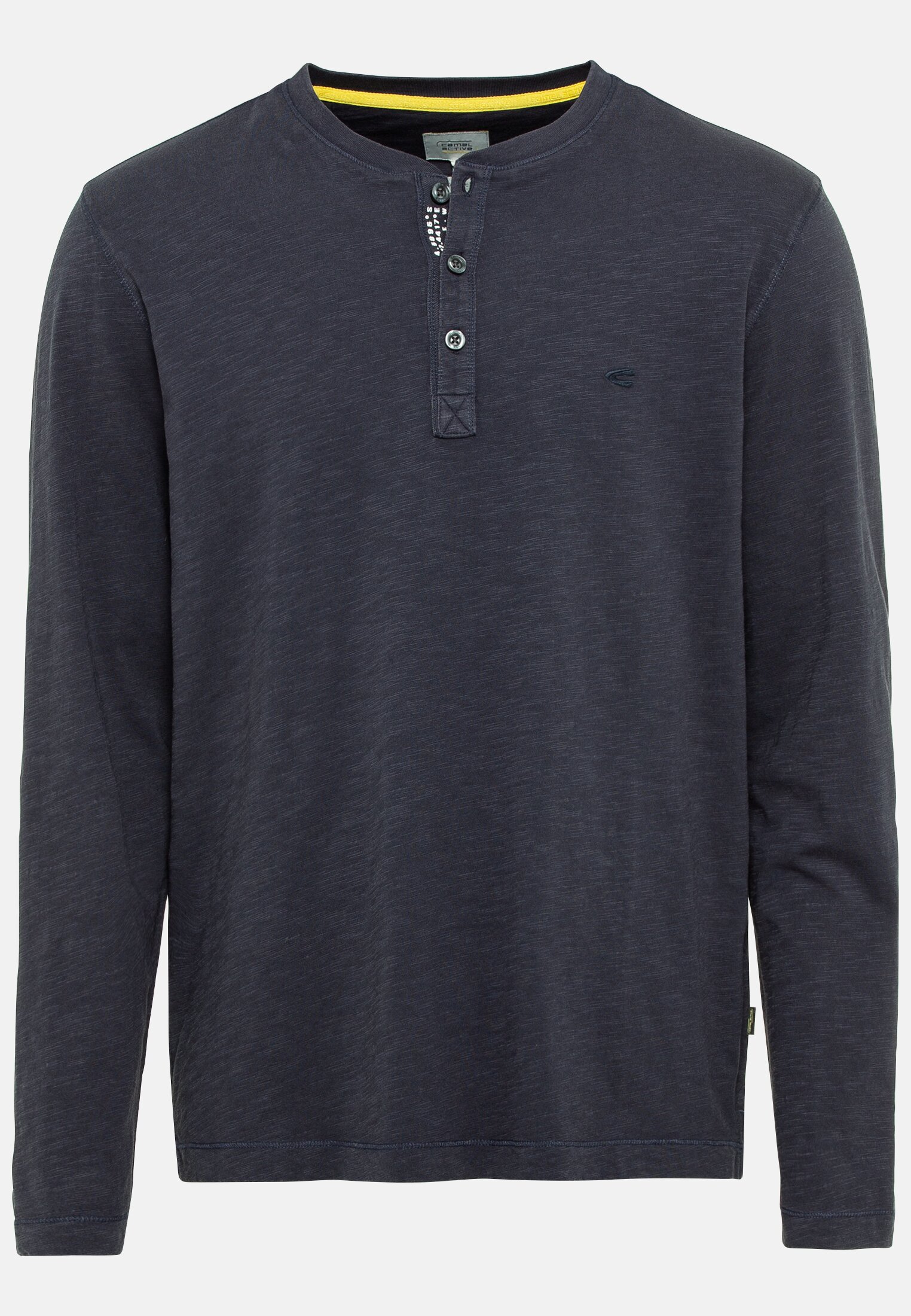Herren Leichtes Langarmshirt mit Henley Kragen aus Organic Cotton Dunkelblau frontal vorn