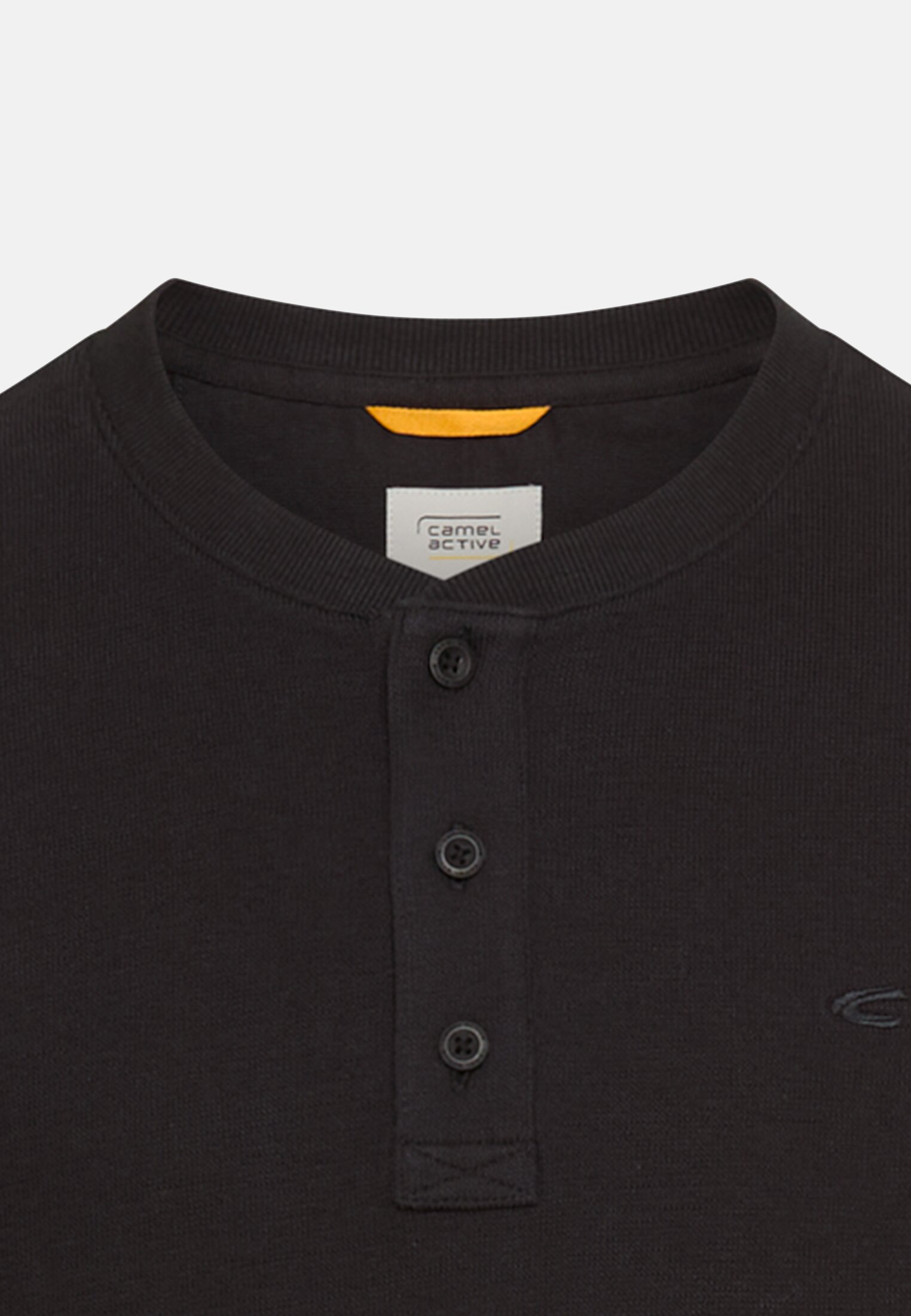 Men Henley shirt made of pure cotton Black front close