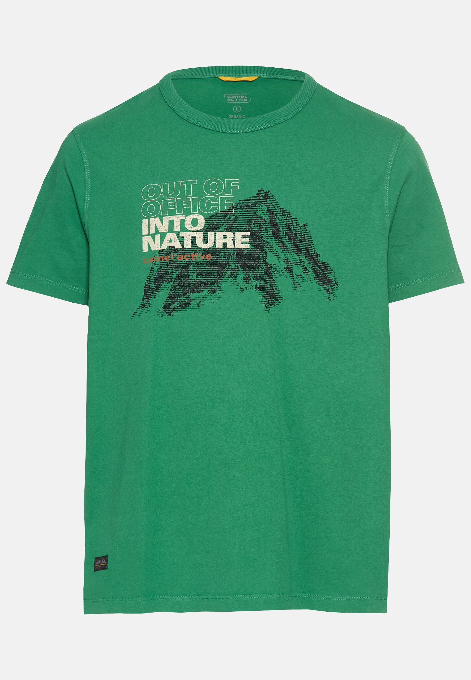 Men T-shirt made of pure cotton with a round neckline Fir green frontal front
