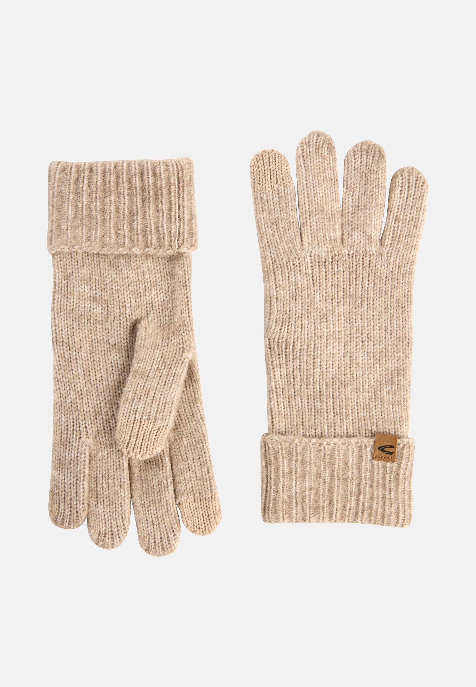 Damen Strickhandschuhe aus weichem Materialmix Karamell hinten nah