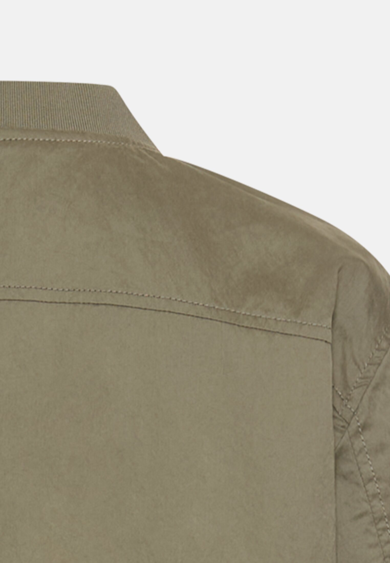 Damen Indoor Jacke mit Bomberkragen Graugrün hinten nah