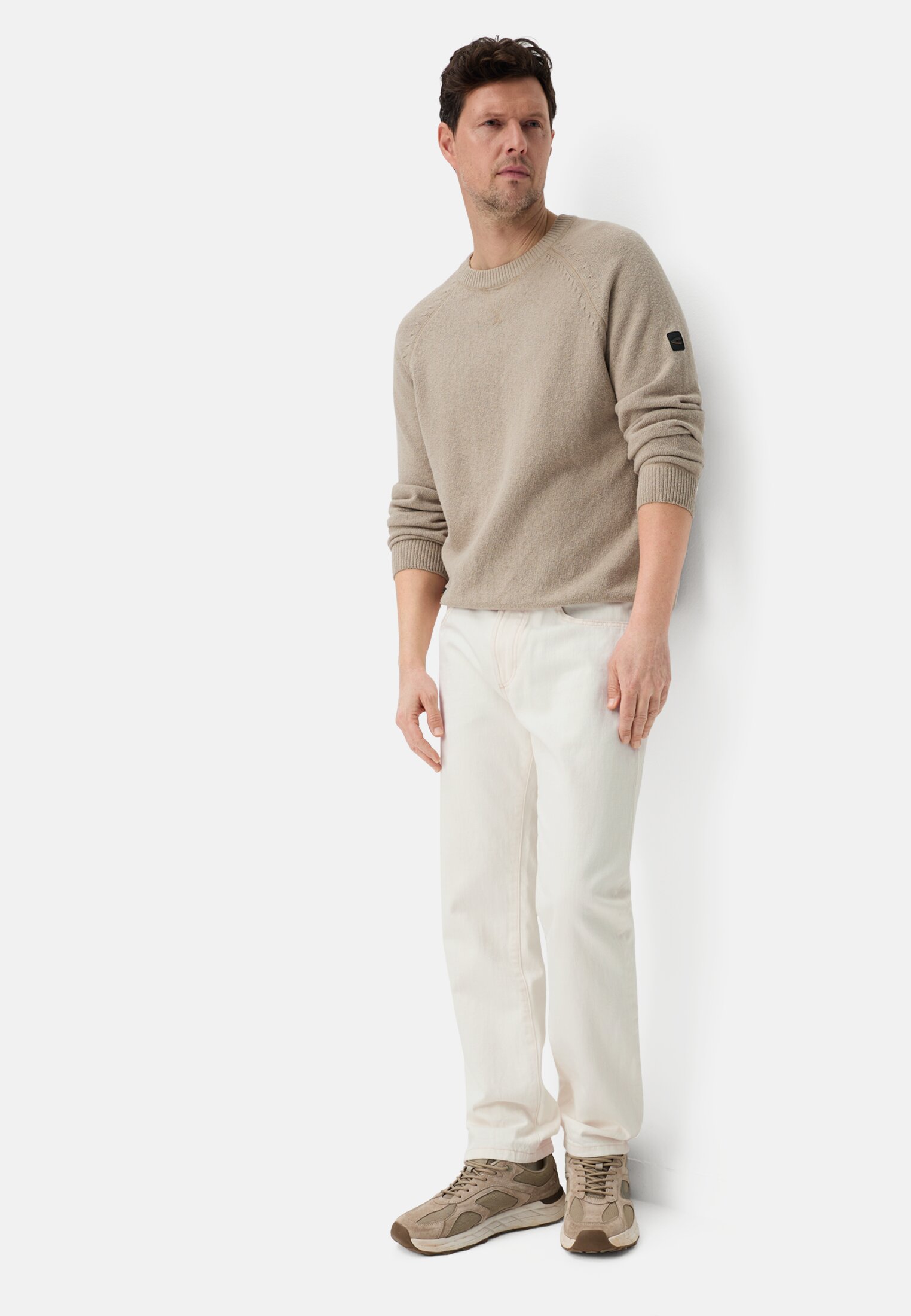 Men Relaxed fit 5-pocket jeans made from cotton Beige worn emotional