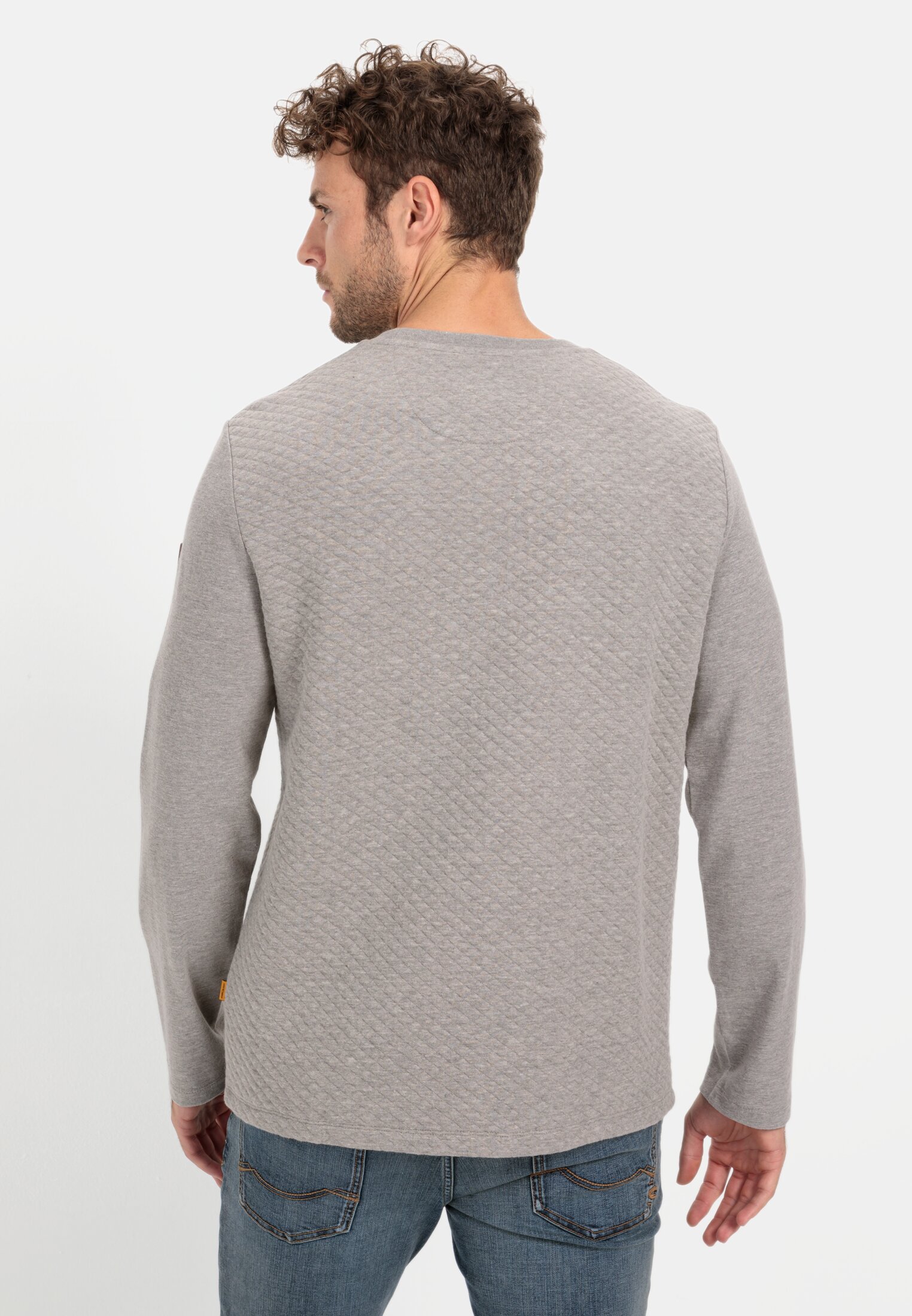 Men Longsleeve shirt with chest pocket Grey worn back