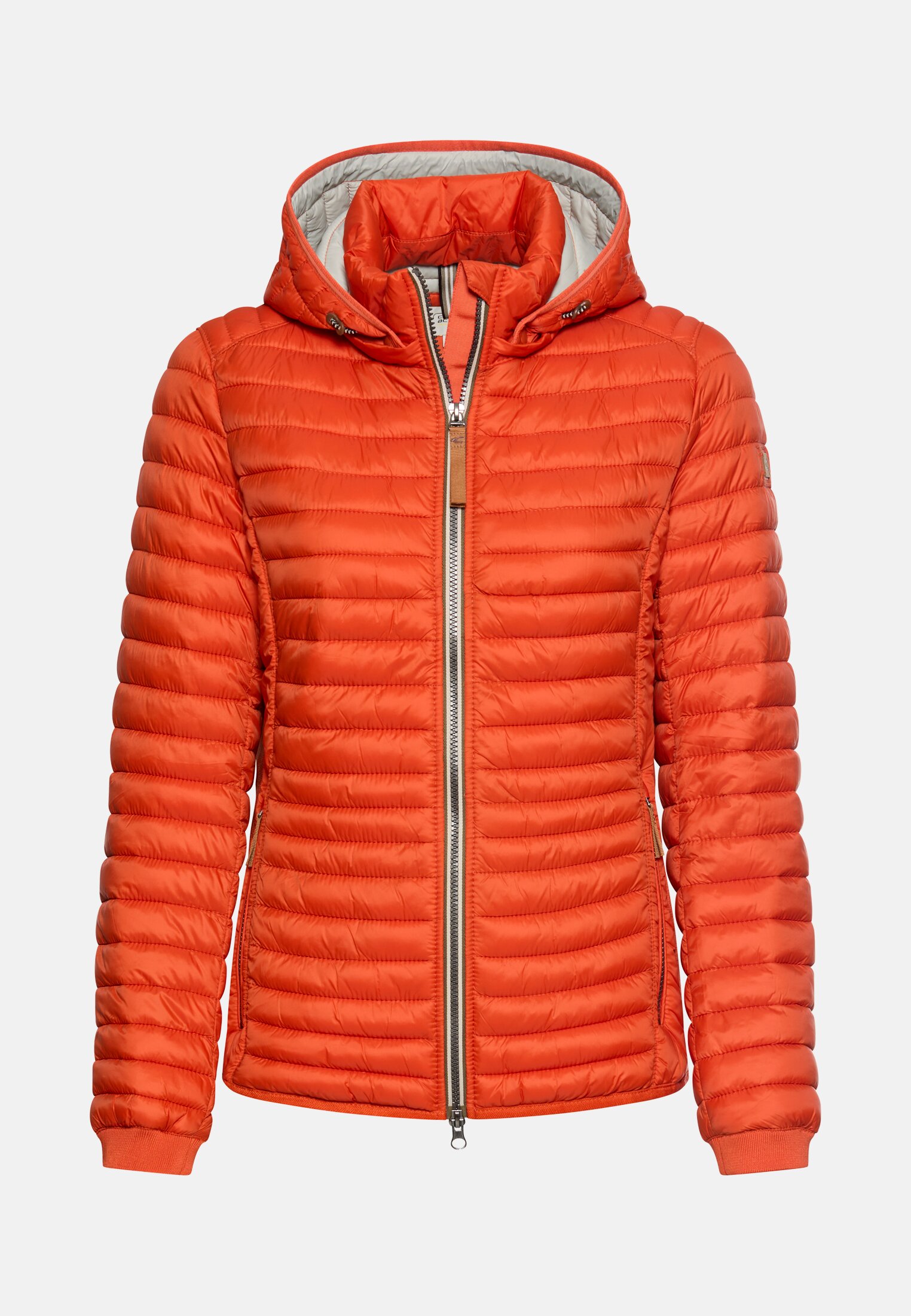 Women Windproof jacket with side knit insert Orange frontal front