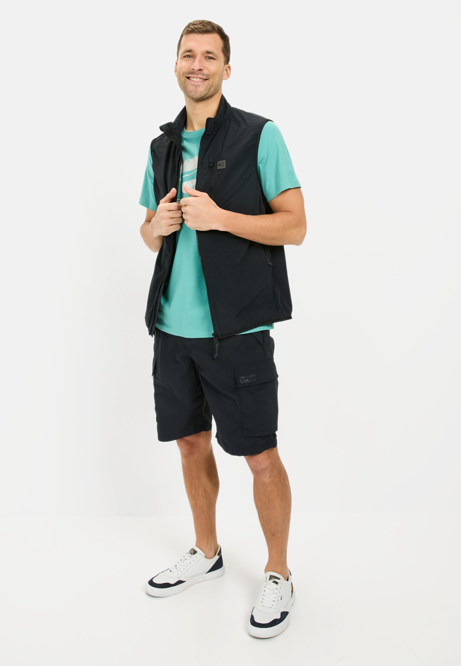 Men T-shirt made from organic cotton Agave Green worn front full body