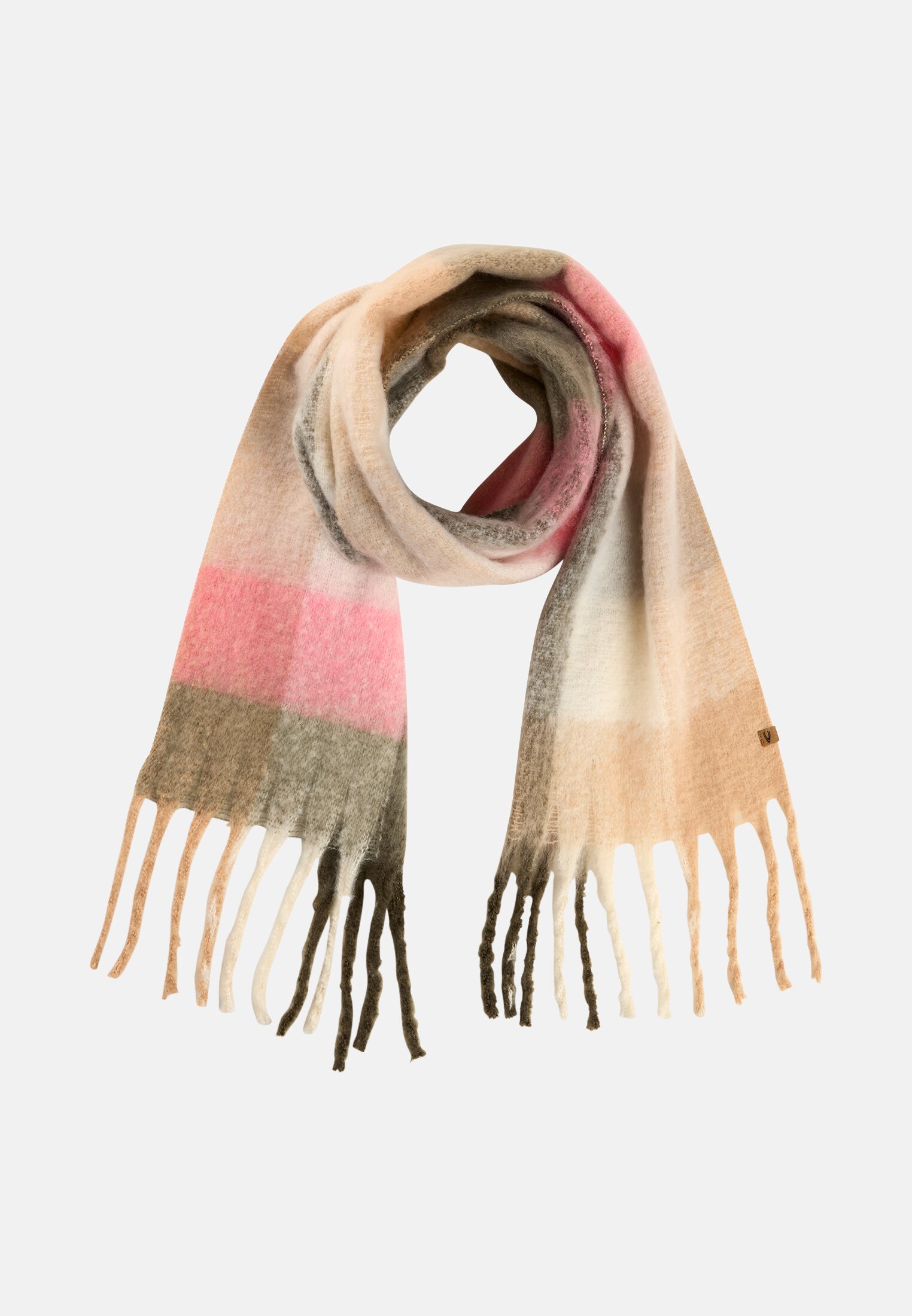 Women Scarf with fringes Berry frontal front