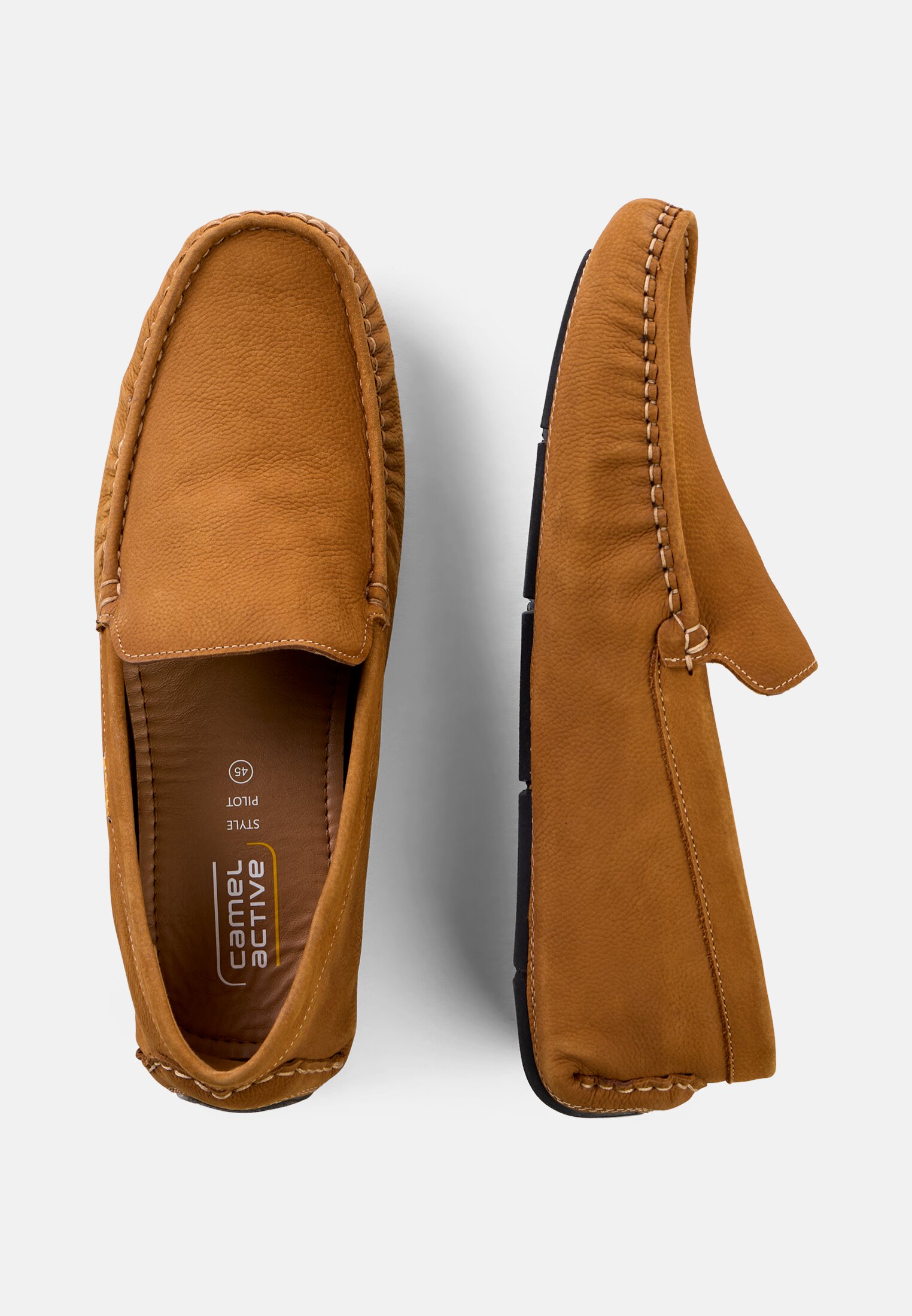 Men Moccasin made from nubuck leather Brown frontal top