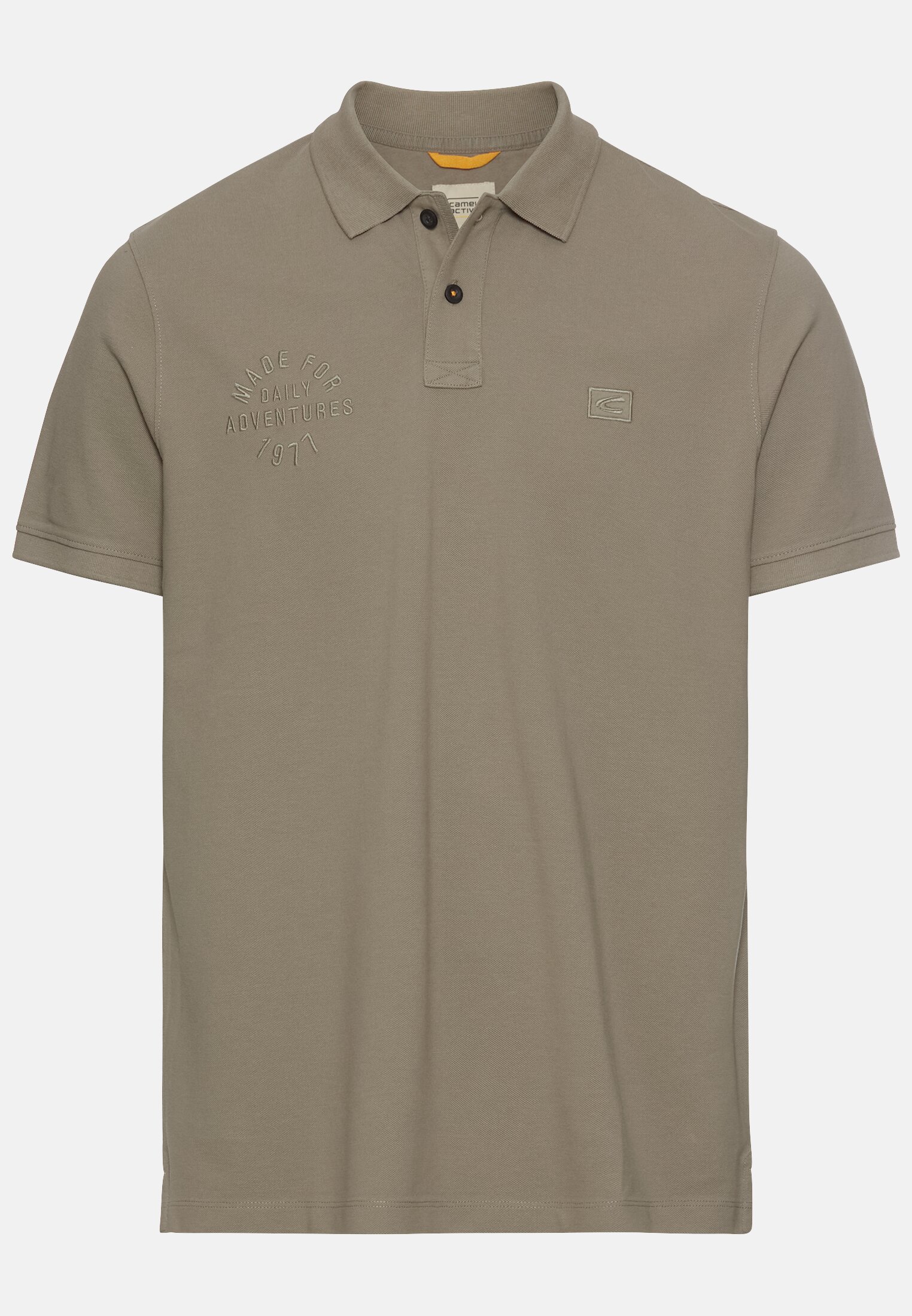 MI_0992F-5P93-31_0G-00 Herren Kurzarm Poloshirt aus Baumwolle Khaki frontal vorn
