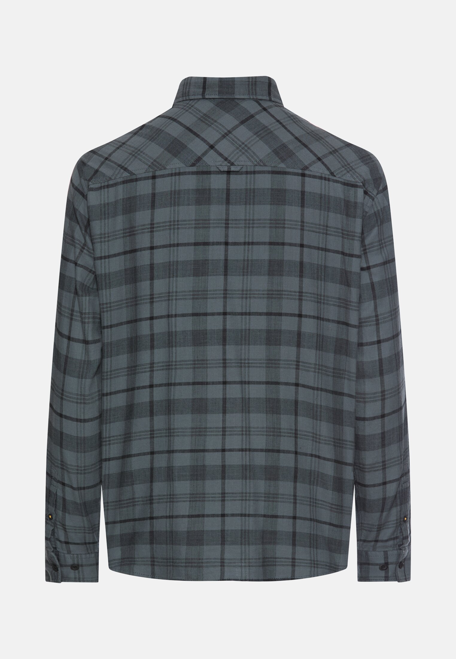 Men Long-sleeve shirt with chest pocket Dark Blue-Yellow frontal back