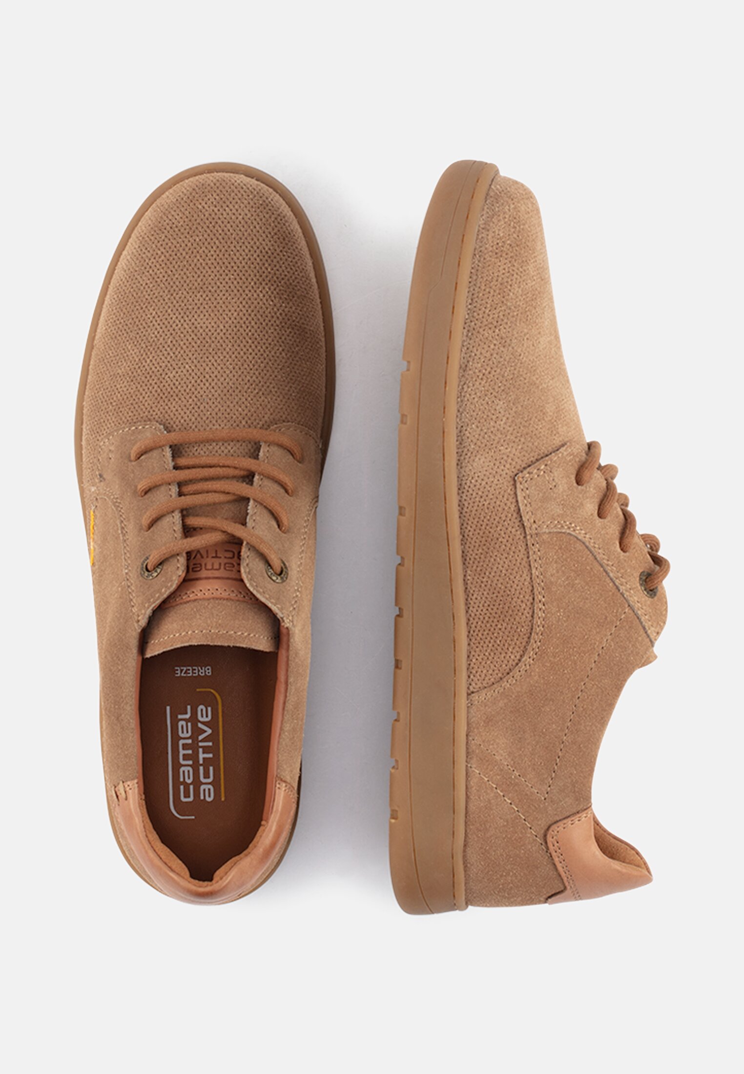 Herren Sneaker aus Veloursleder Taupe frontal oben