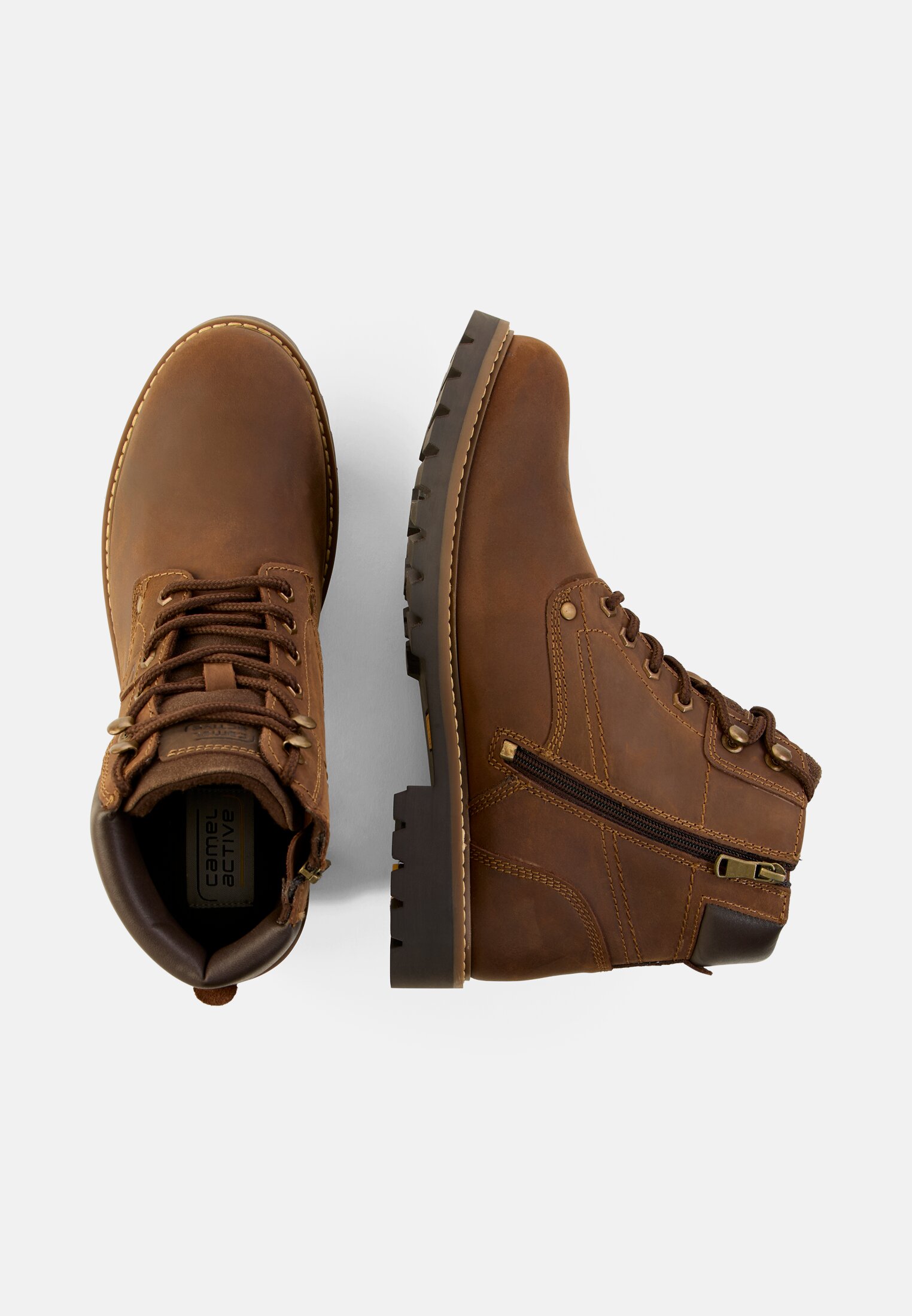 Heren Veterschoenen van echt leer Bruin frontaal van boven