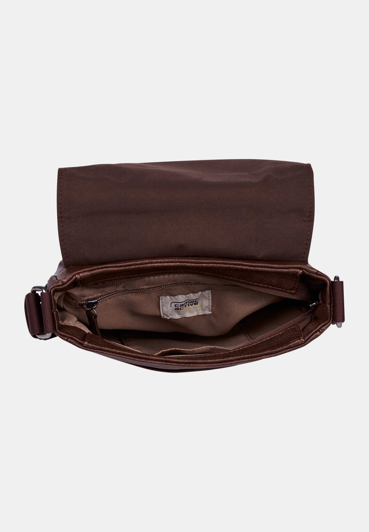 Herren TRACES Umhängetasche mit verstellbarem Schulterriemen Braun vorne nah